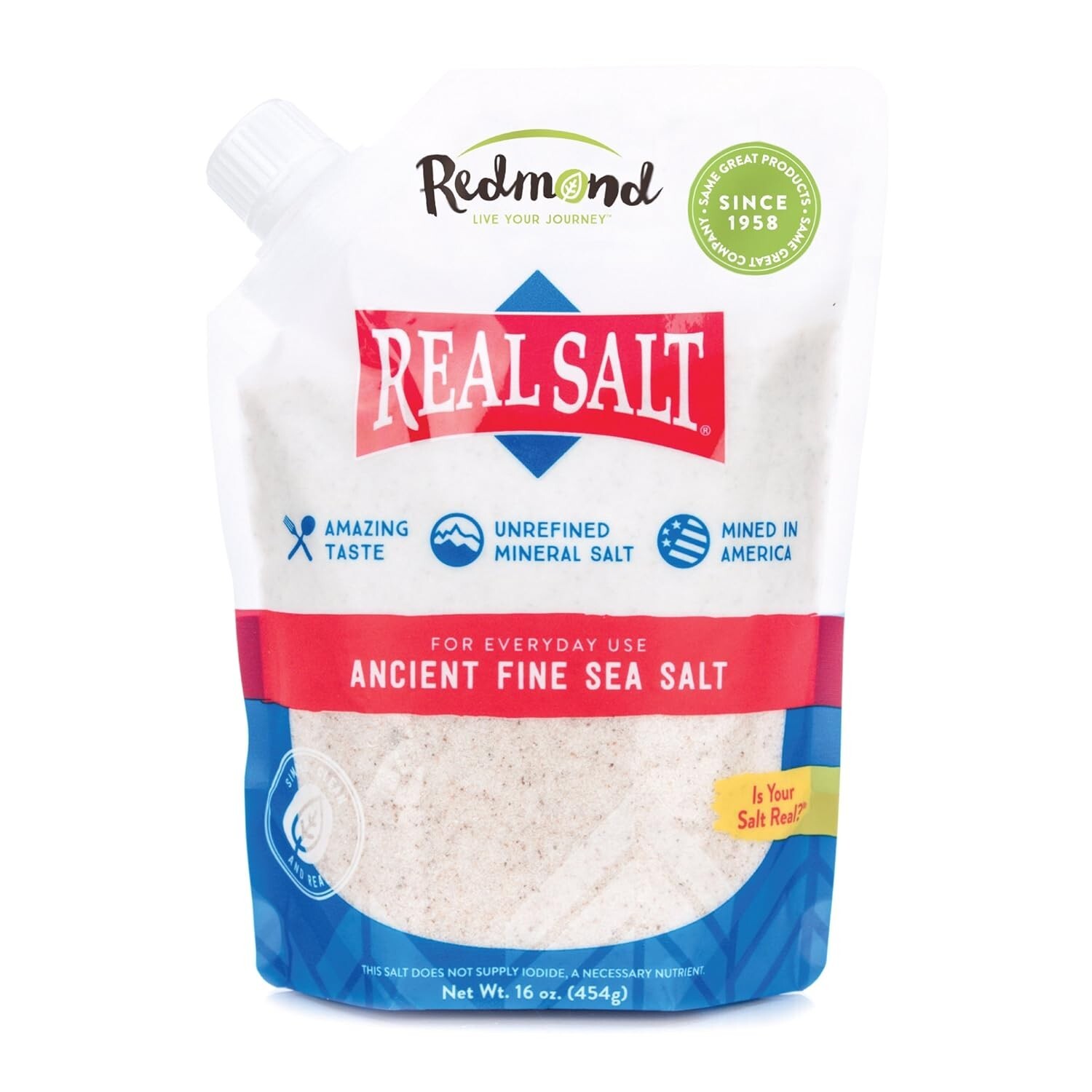 Redmond Real Salt – Ancient Fine Sea Salt, Unrefined Mineral, 16 Ounce pack of 1