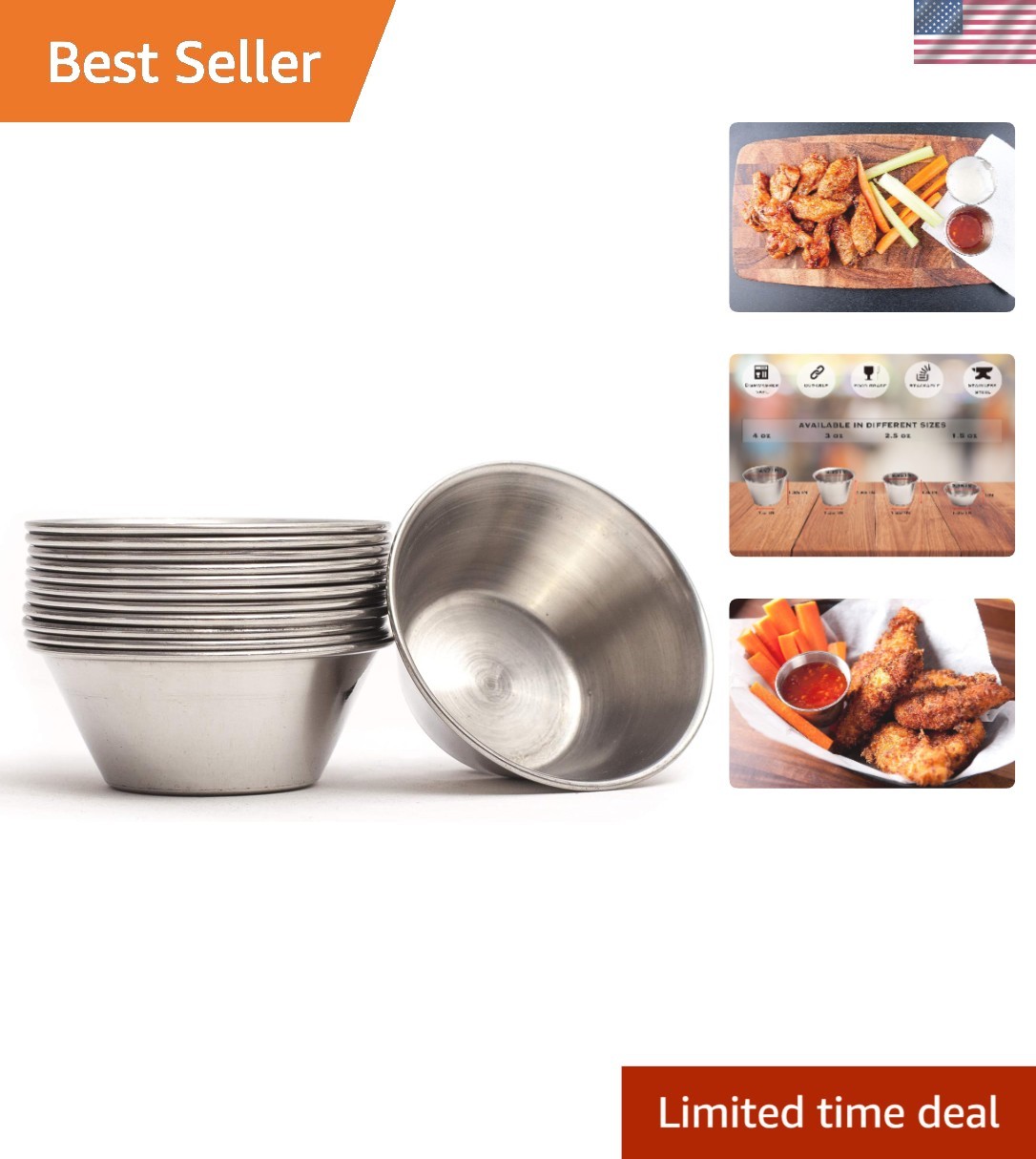 Compact Stainless Steel Condiment Cups – 1.5 oz Individual Portions (12 Pack)