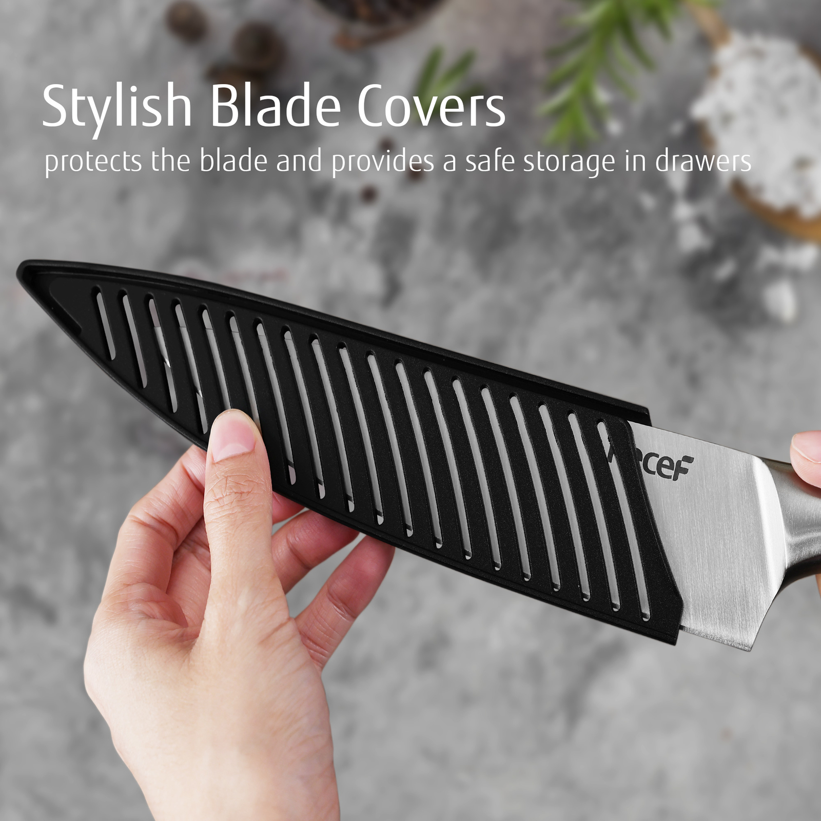 Kitchen Knife Set Ultra Sharp Stainless Steel Blade All Metal Chef knife w/cover
