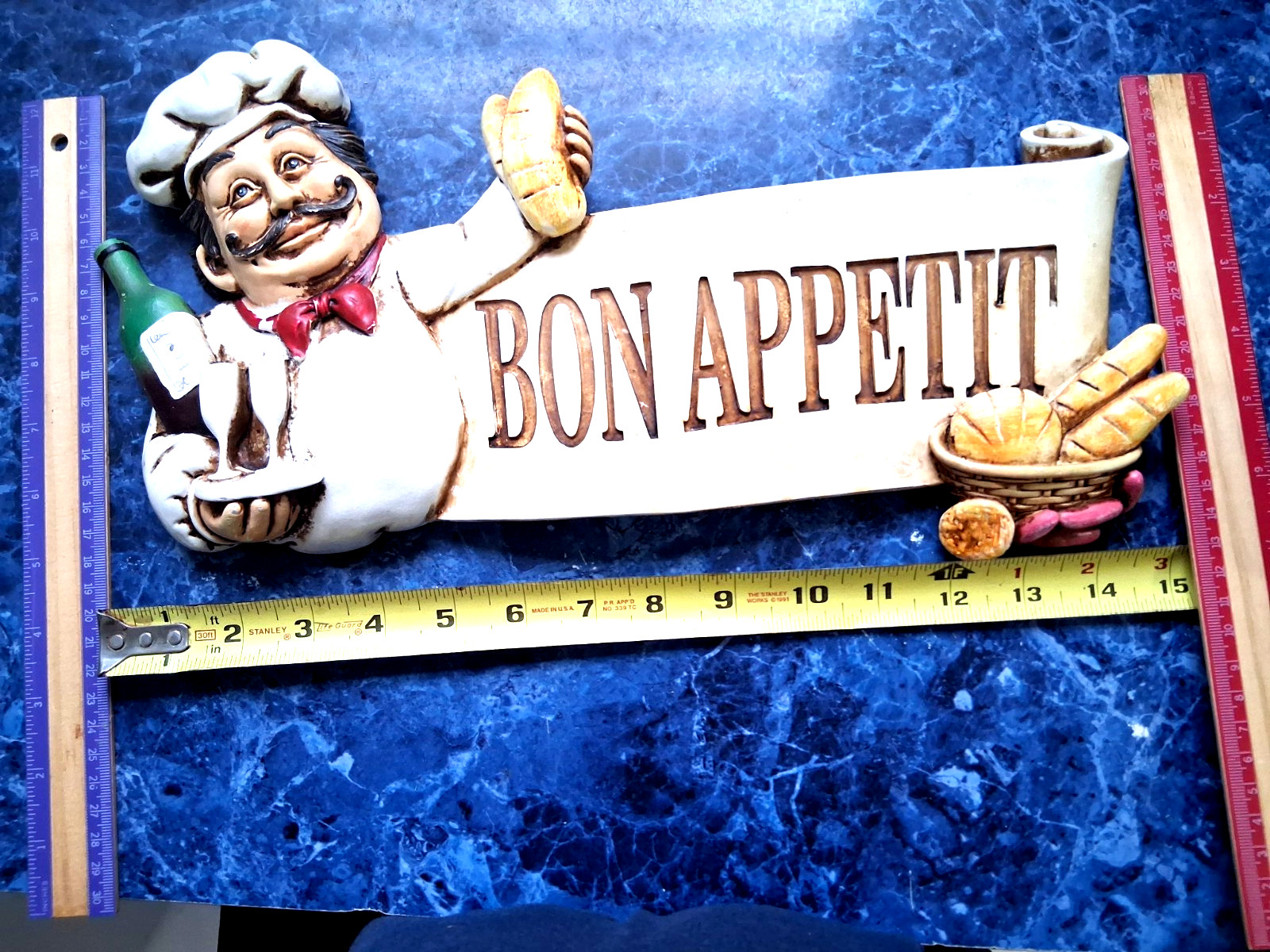 French Chef PIERRE ‘Bon Appetit’ Resin kitchen Plaque Wall Mounted Decor