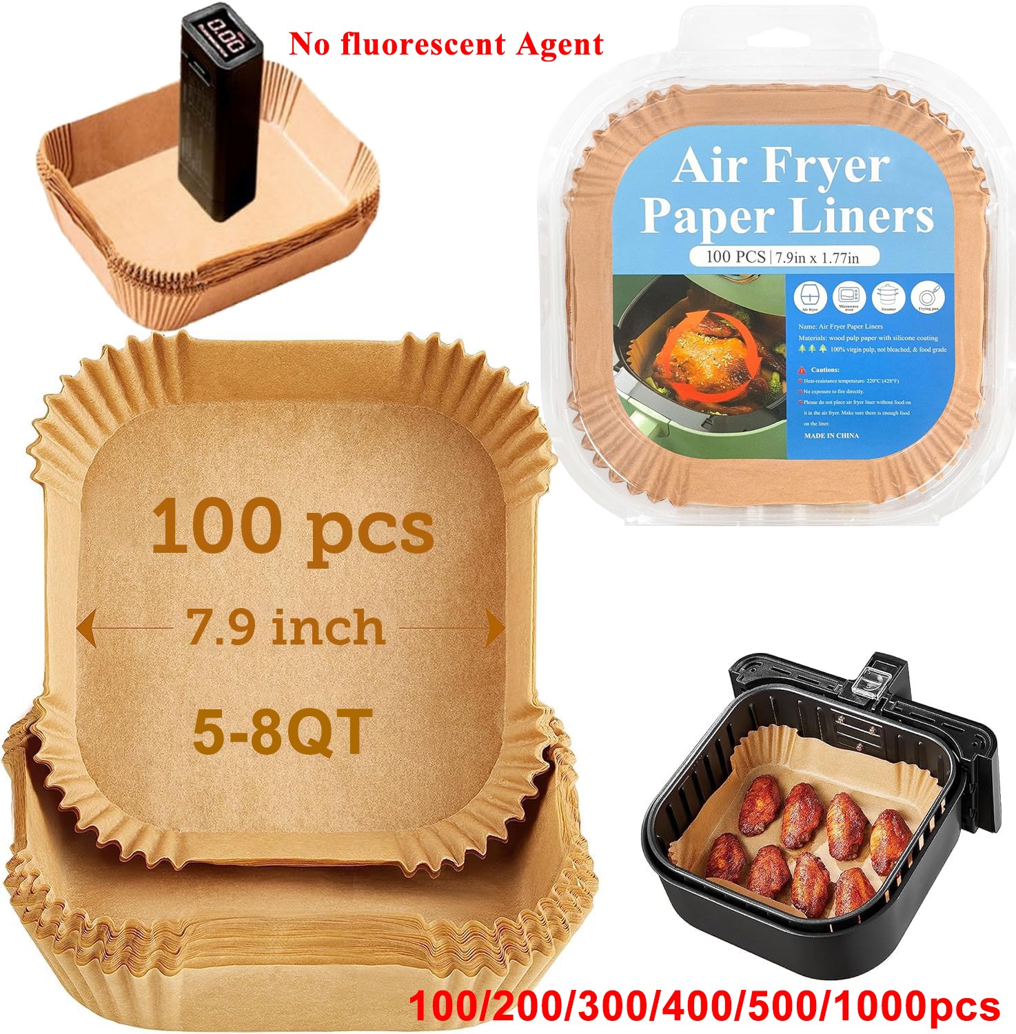 Non-Stick Air Fryer Disposable Non-stick Baking Parchment Paper Liners, 5-8 QT