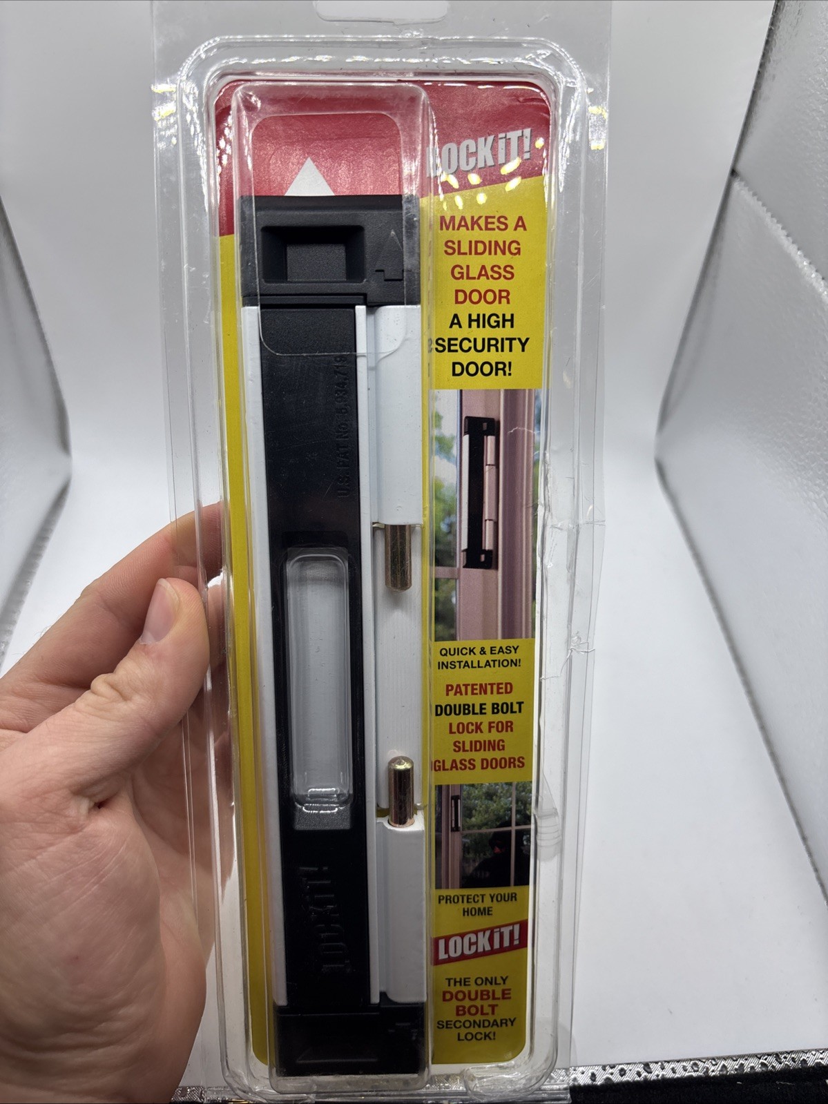 LOCKiT! Black/White Double Bolt Sliding Door Lock