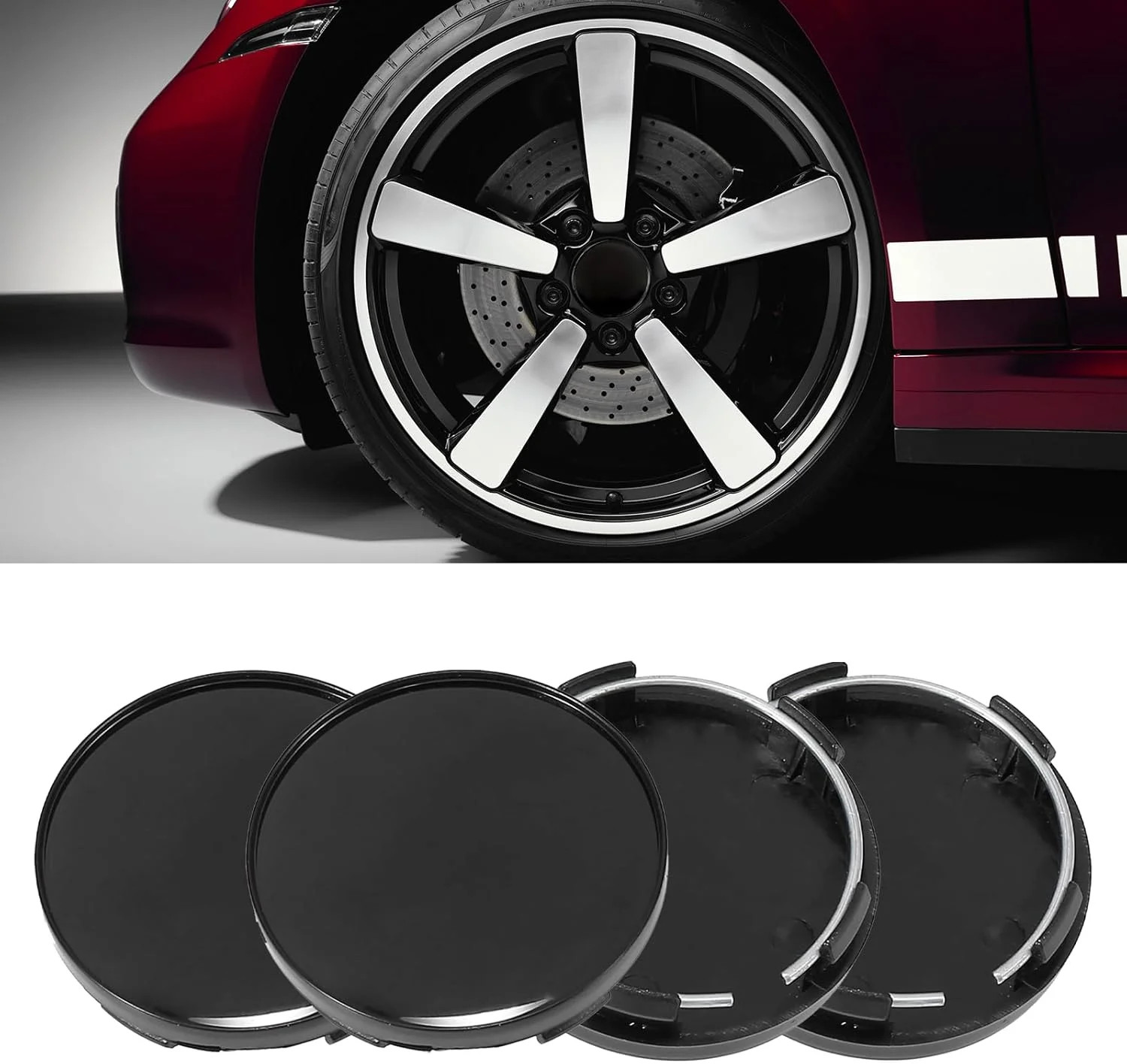4PCS Wheel Center Caps, 2.36in X 2.2in X 0.57in Snap-in Center Caps for Rims, Wa