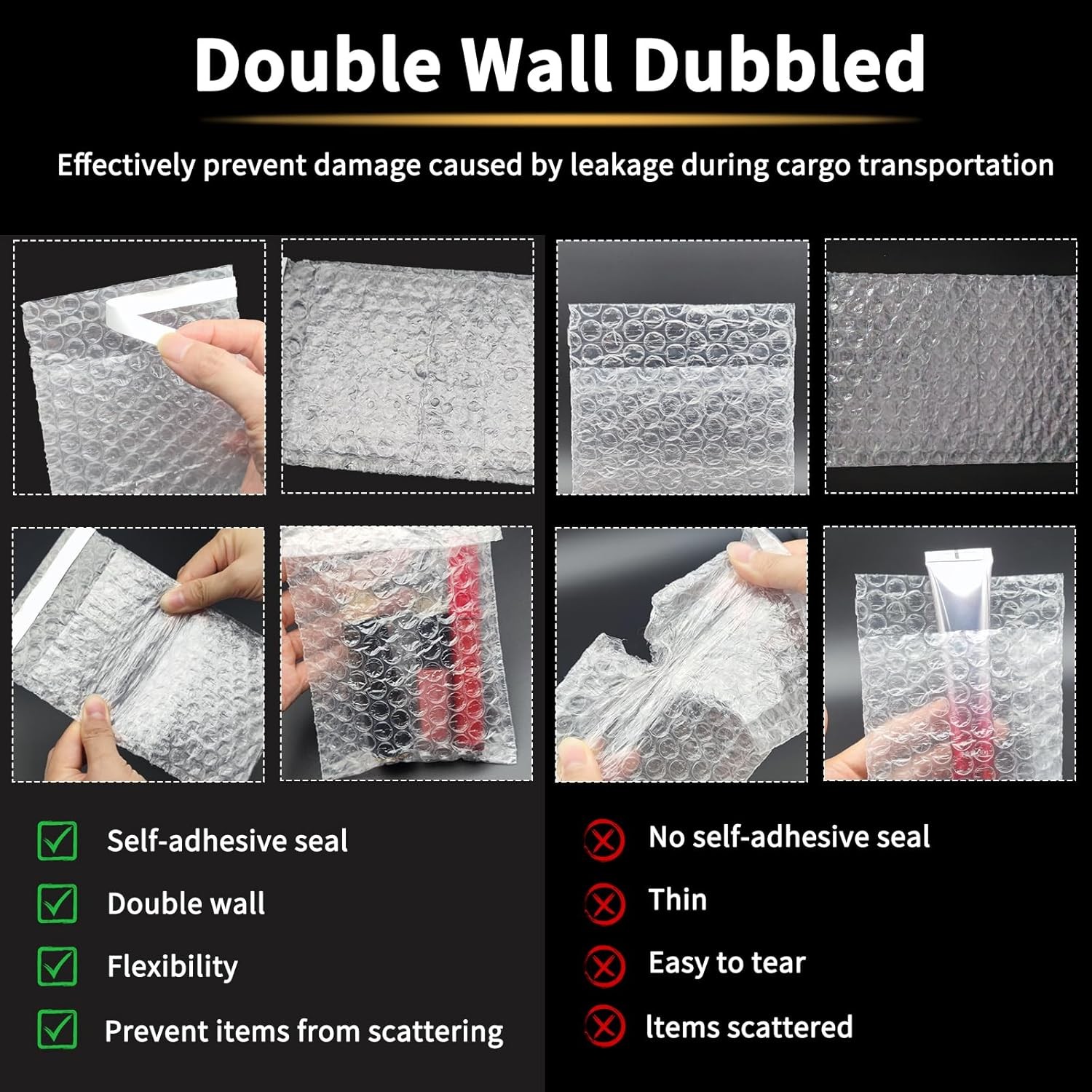 300 Pcs 4″ X 6″ Clear Self-Seal Bubble Wrap Pouches, 300PCS-4 X 6,