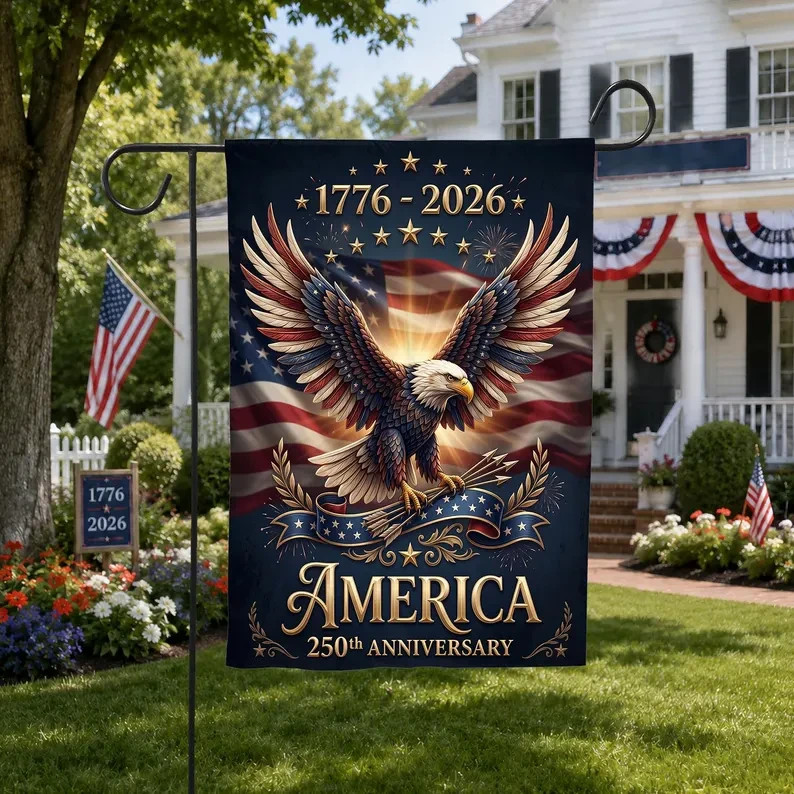 US 250th Anniversary Garden Flag 1776-2026 American Patriotic Eagle Yard Banner