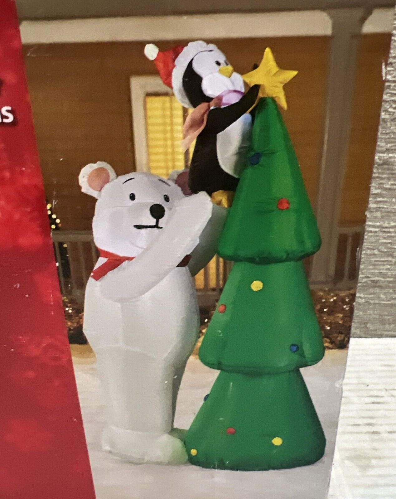 Home Accents Holiday 5Ft Led Polar Bear W/ Christmas Tree Model #114378 NEW OPEN