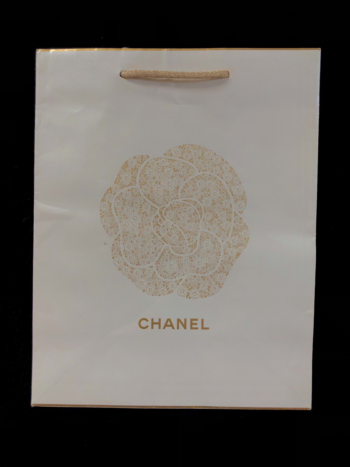New Authentic CHANEL Paper Gift Bag- Yellow & Gold- 11″ L X 8.5″ W X 4.5″ D