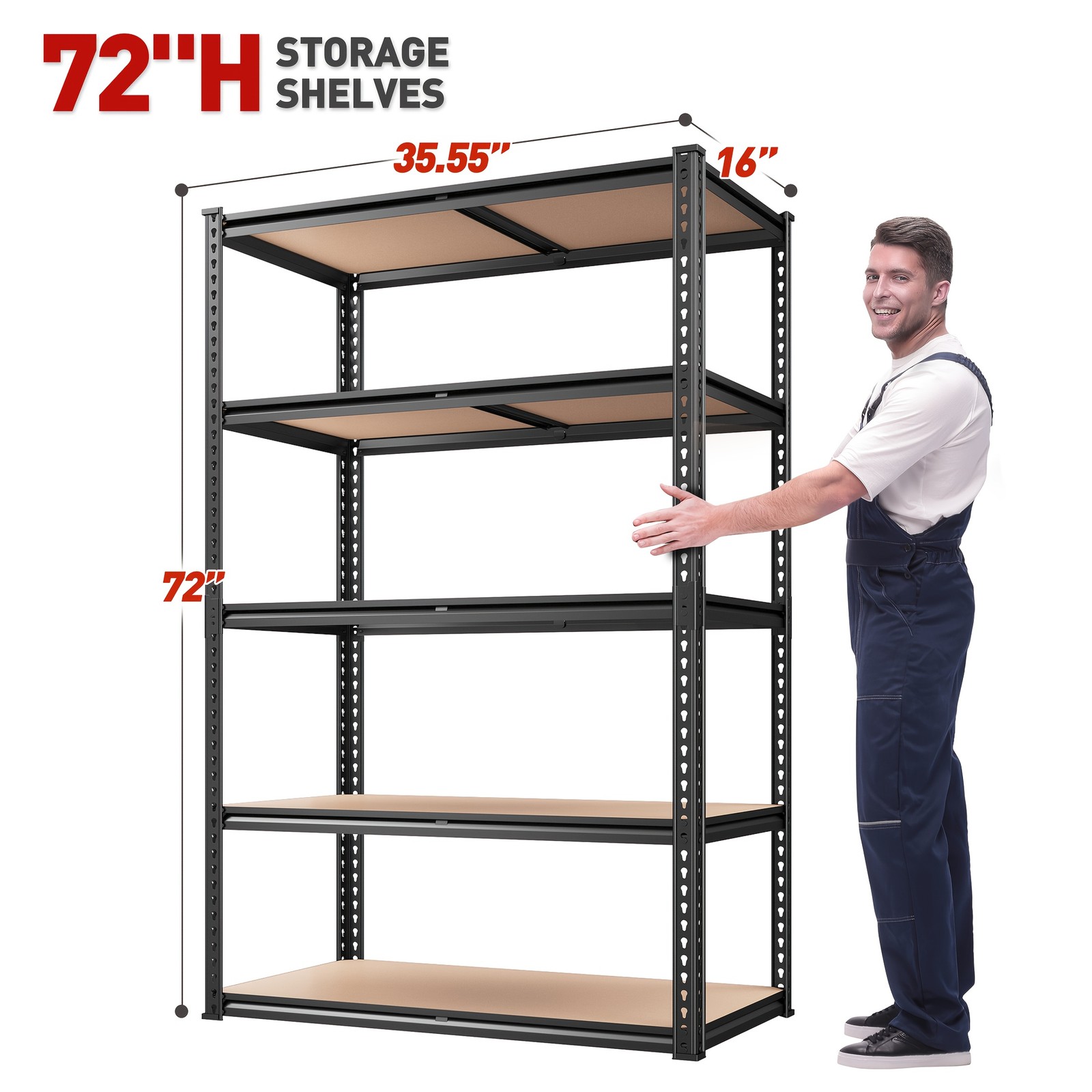 2000LBS 5 Tier Heavy Duty Garage Shelving Metal Storage Shelves Adjustable
