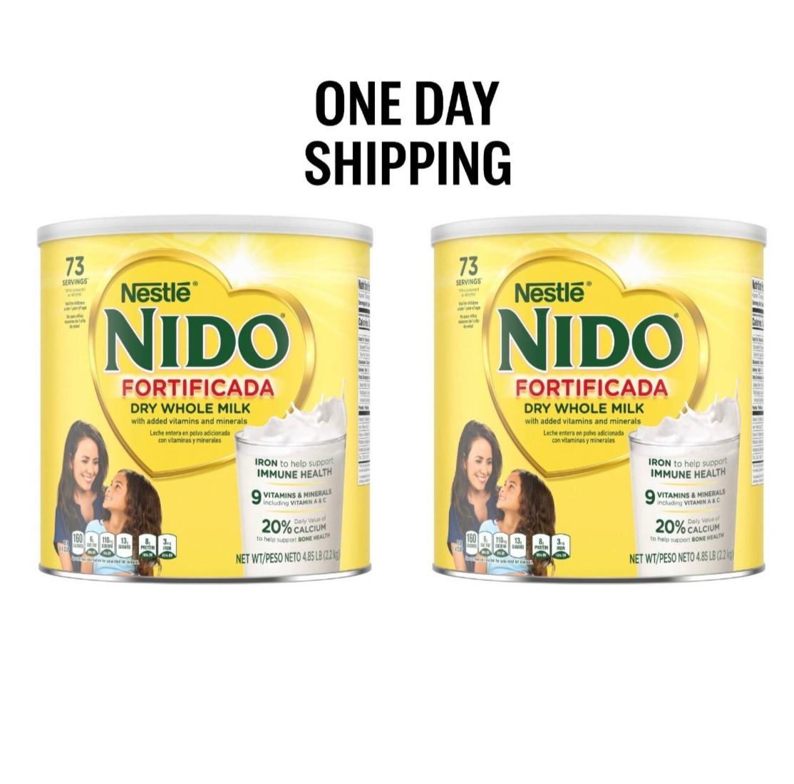 Nestle NIDO Fortificada Whole Milk Powder 4.85lb Bags 2 Pack 9.7lb