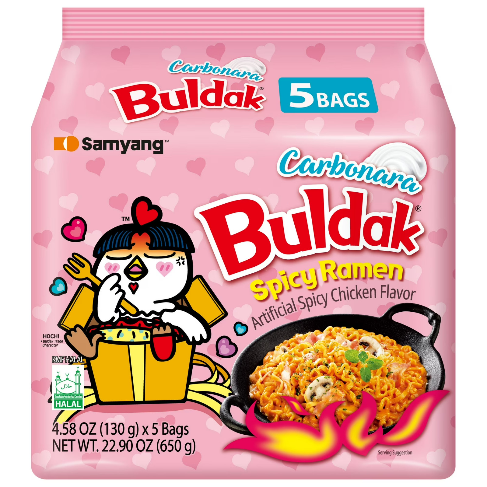 Samyang Spicy Chicken Noodle Carbonara Flavor Ramen, 4.58 oz, 5 Pack New