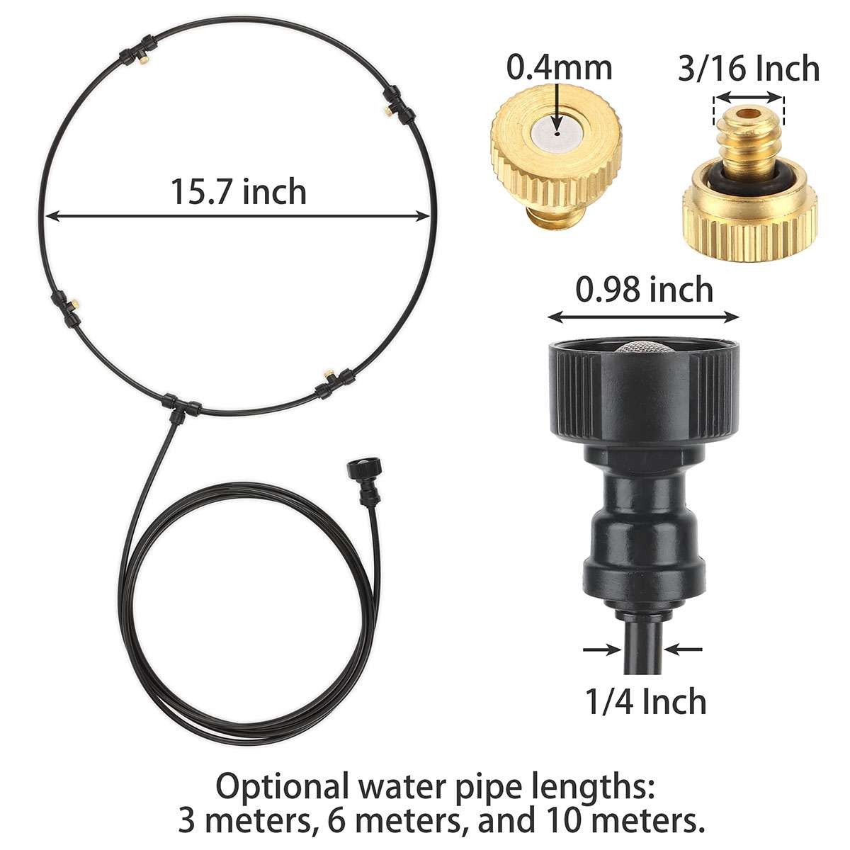 33FT Outdoor Patio Water Mister Mist Nozzle Misting Cooling System Fan Cool Kit