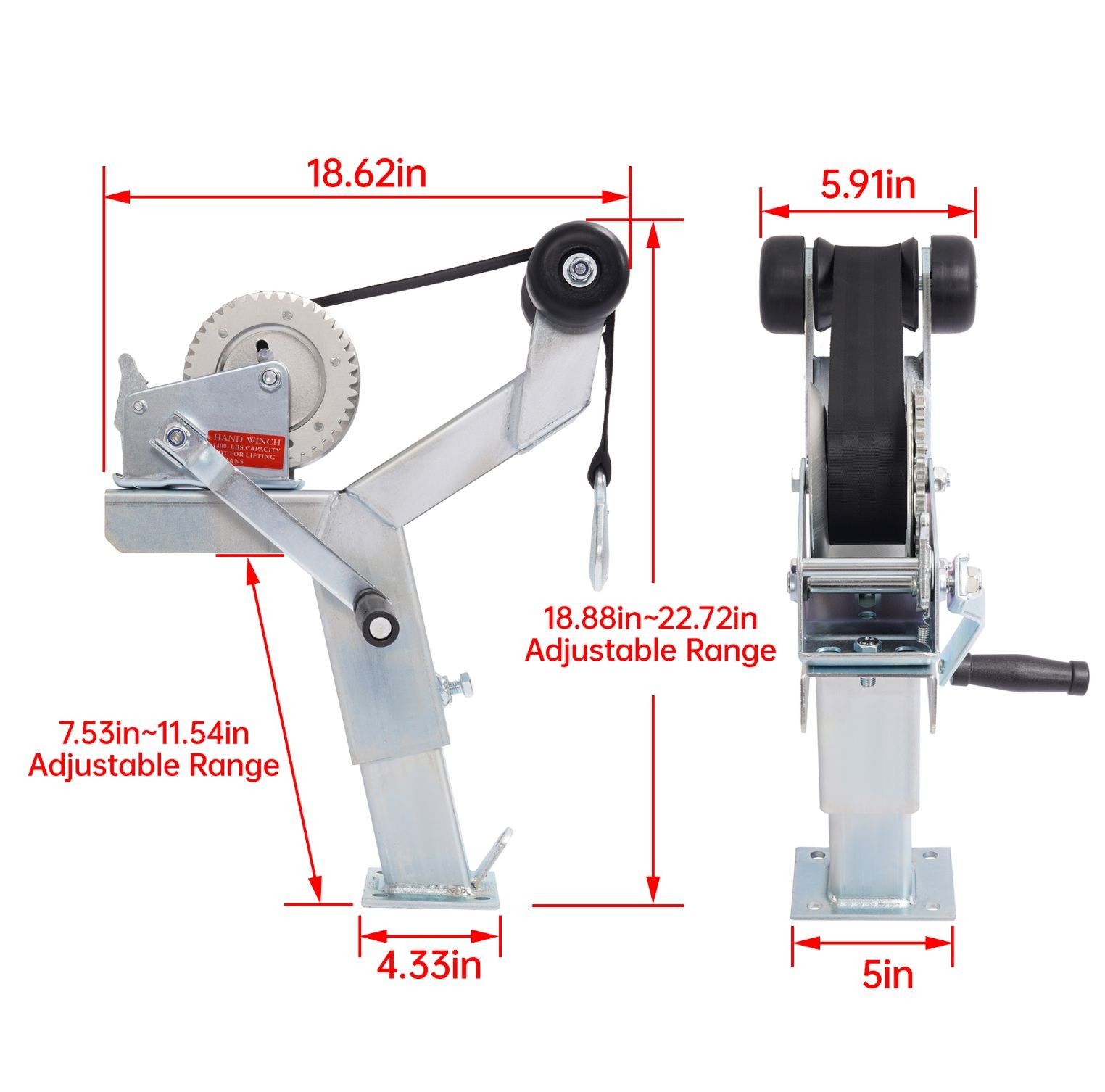 Adjustable Winch Stand Winch Post For Boat Trailer parts W/ 1400lbs Winch Roller