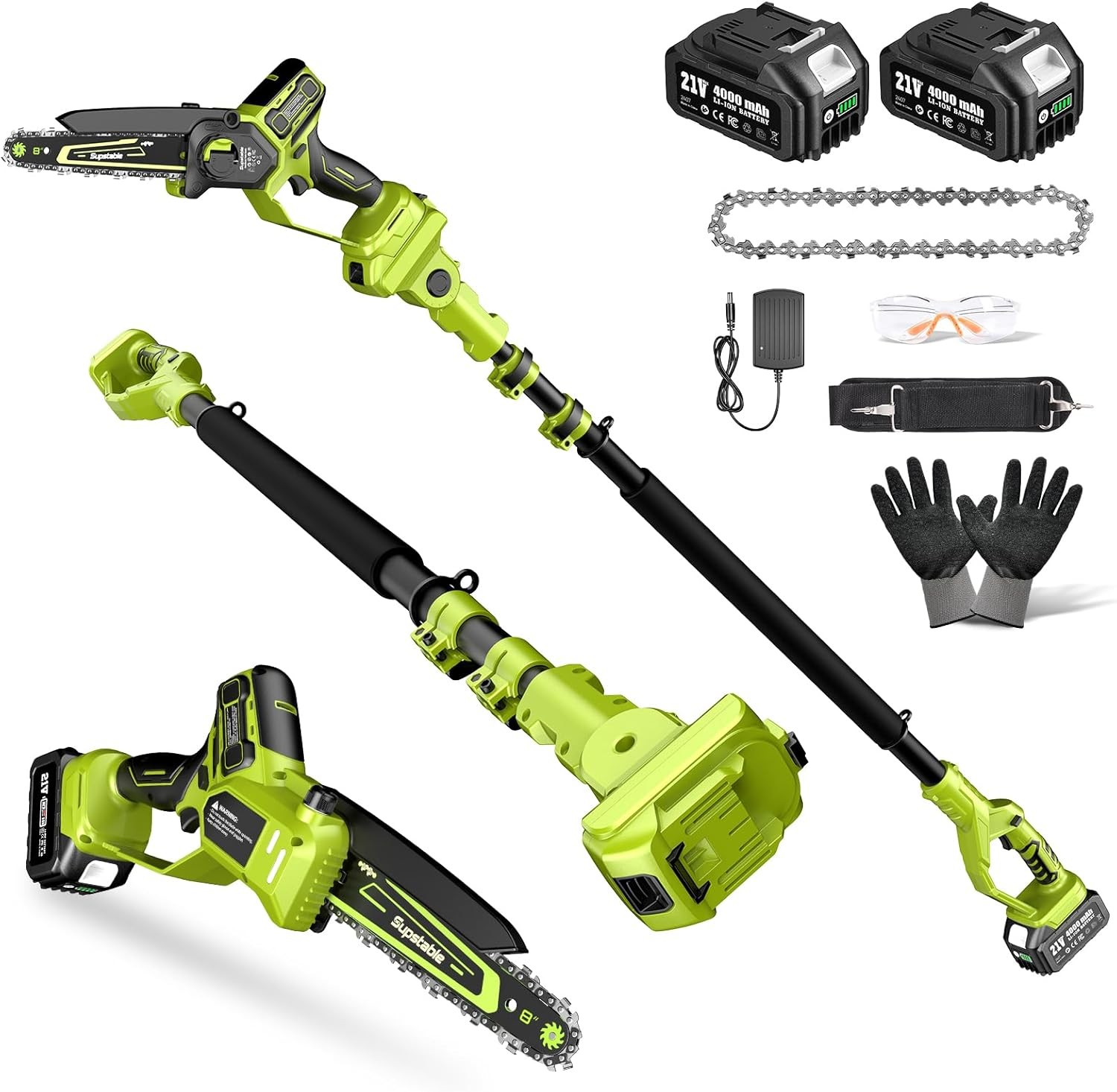 Electric Pole Saws for Tree Trimming 8″ & 6″ Mini Chainsaw with Extension Pole