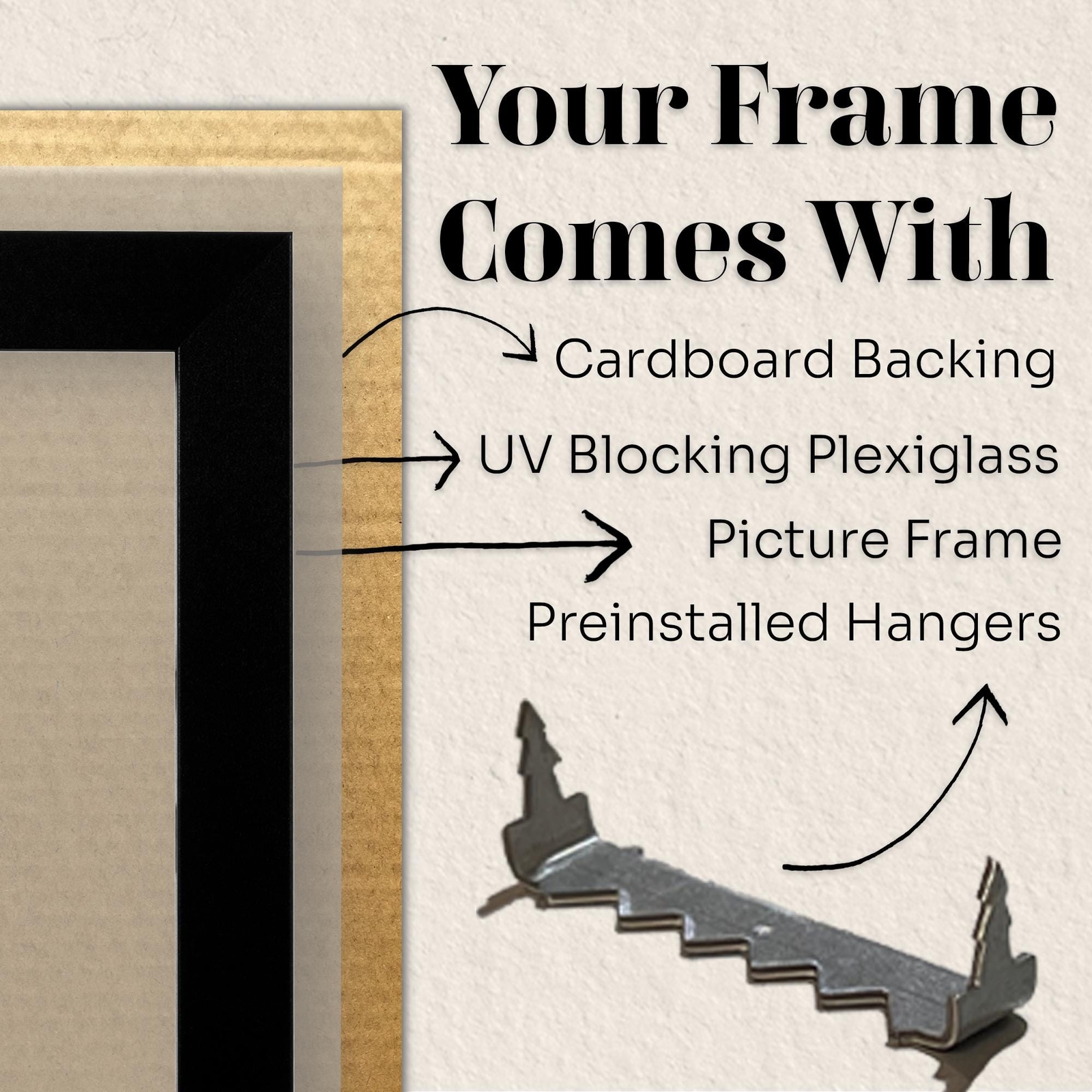 Rustic Bronze Custom Picture Frames with UV Blocking Plexiglass & Hangers
