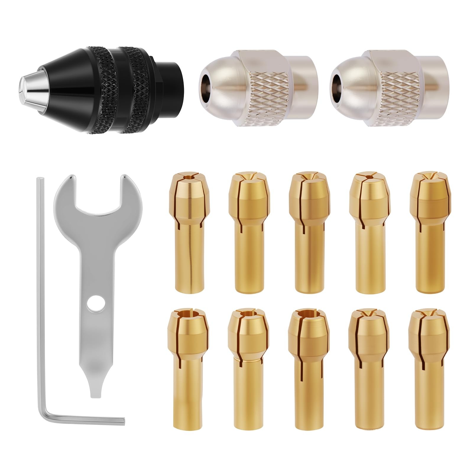 MadYiboshi 15PCS Drill Chuck Collet Set, (0.02in – 0.13in) Keyless Quick…