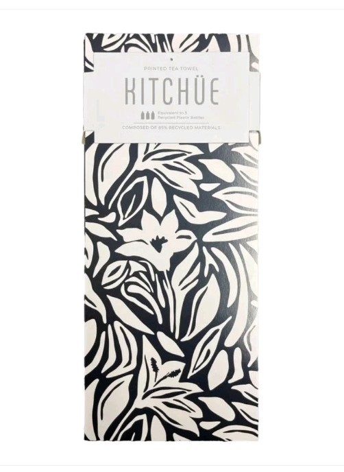 🫖 ⭐ MÜKitchen Kitchüe Black & White Printed Tea Towels • Eco-Friendly • 2 Pack