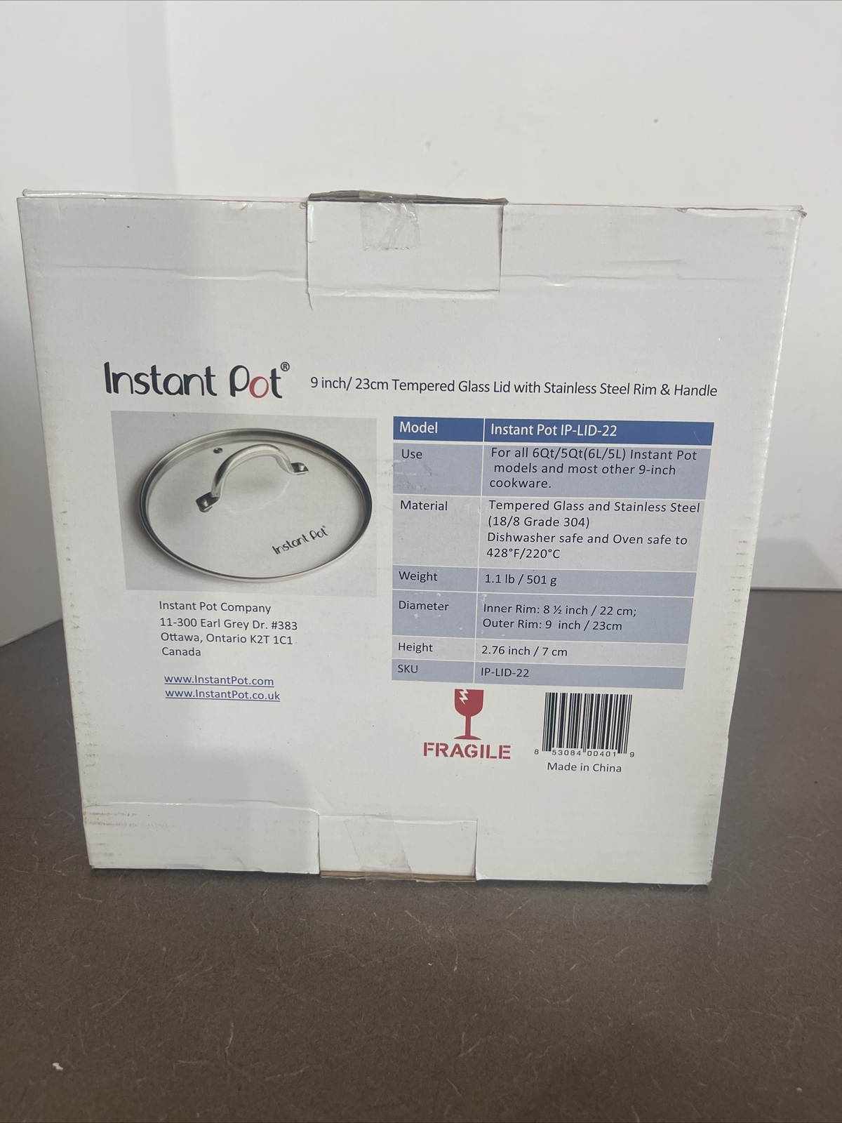 Genuine Tempered Instant Pot Glass Lid 9 In. 23 Cm 6 Quart Clear