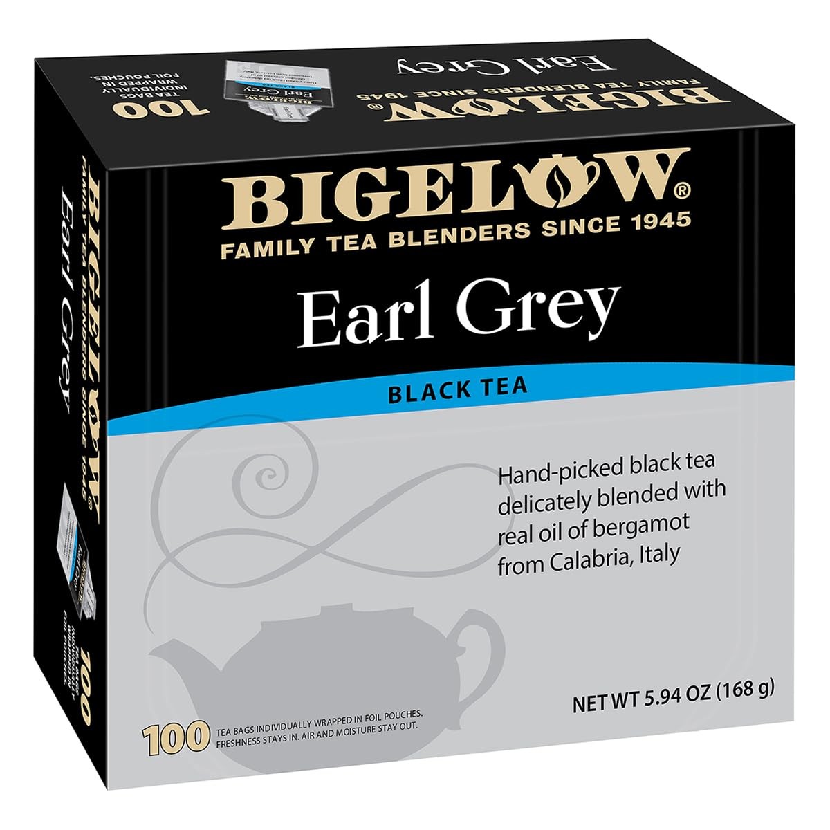 Bigelow Tea Earl Grey Black Tea, Caffeinated Tea, 100 Count Box (Pack of 1)