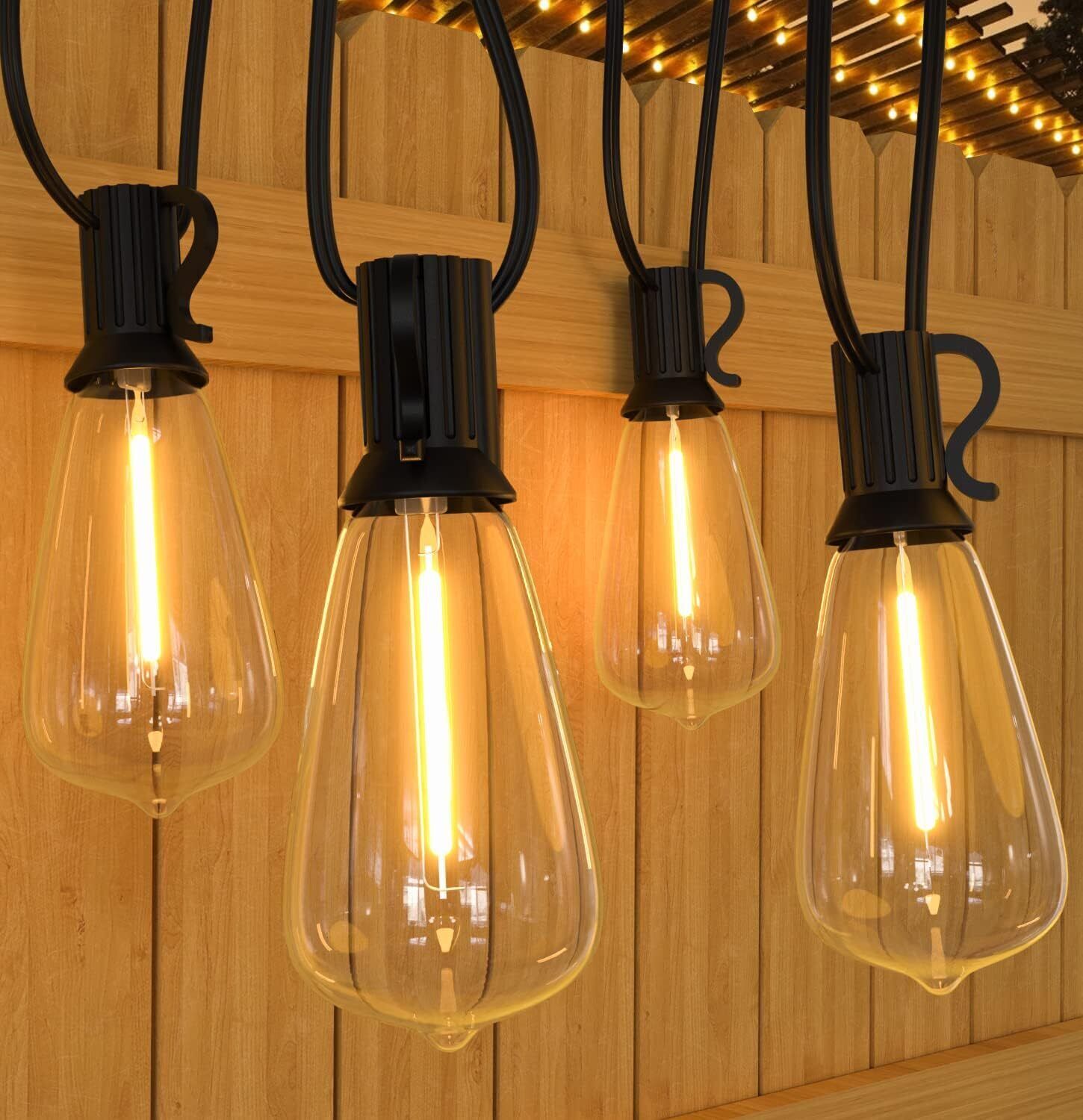 60FT 120FT Outdoor LED String Light Waterproof Patio Bulb Dimmable Warm White
