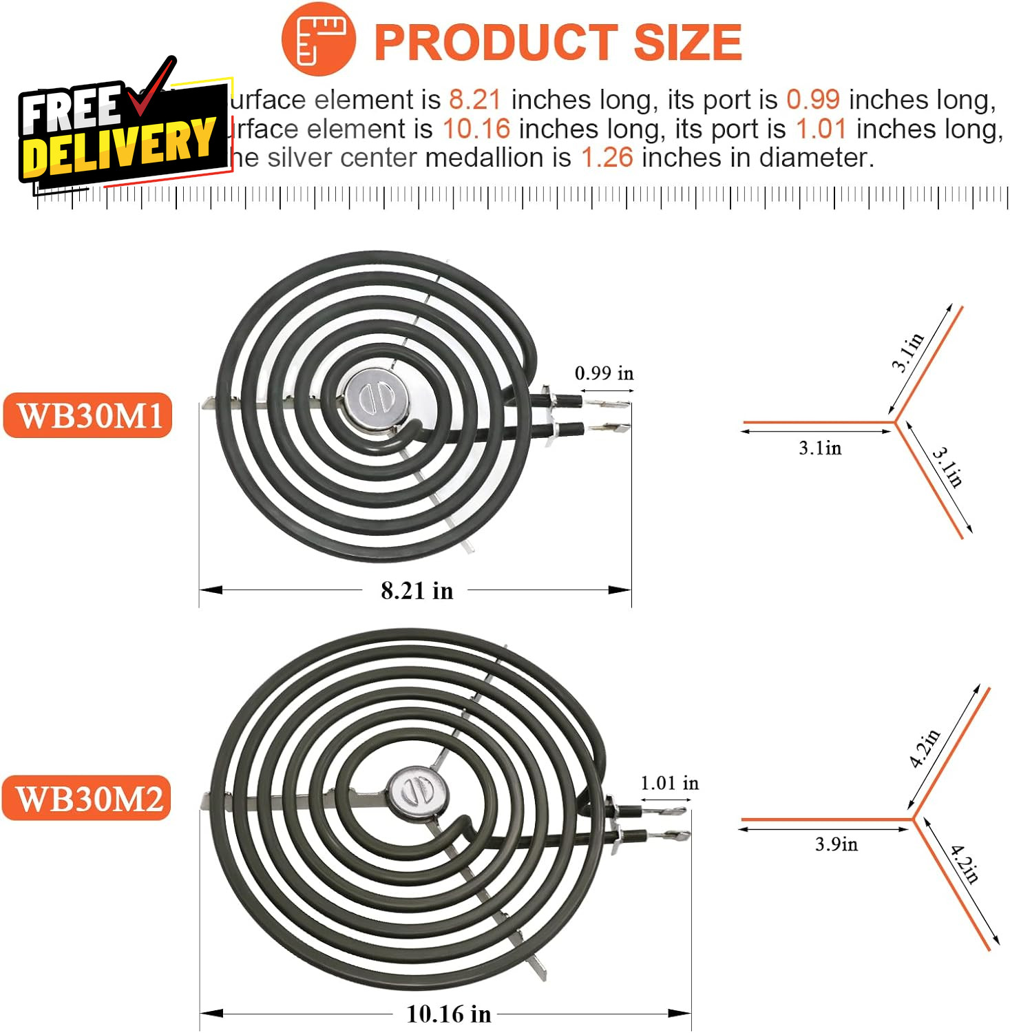 4-Pack Electric Stove Burner Replacement 6″ & 8″ for GE Hotpoint Kenmore…