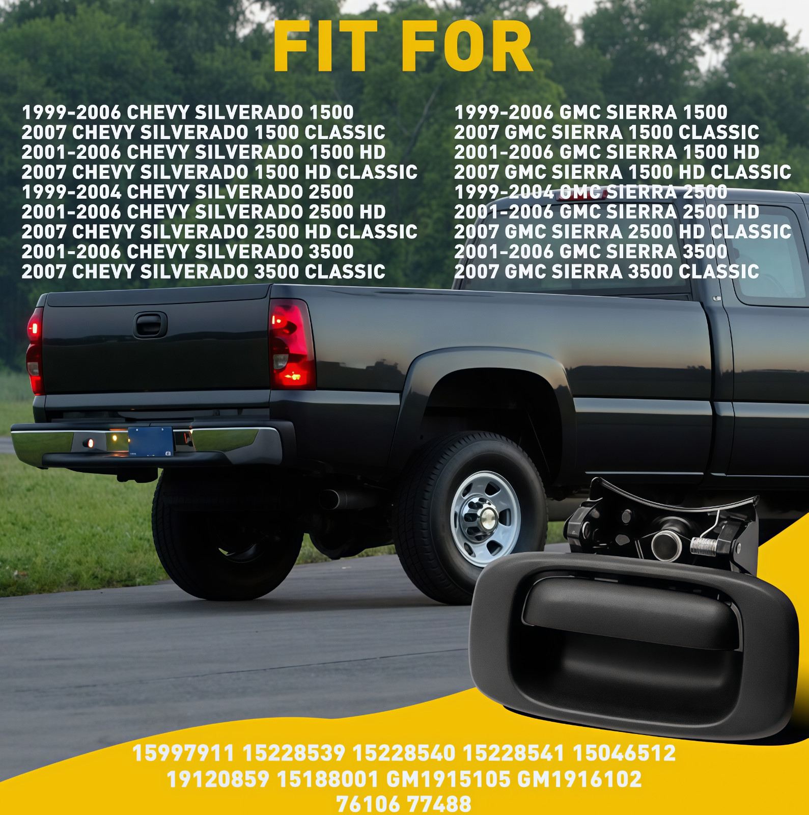 Tailgate Handle & Bezel for Chevrolet Silverado; GMC Sierra 1500, 2500, 3500