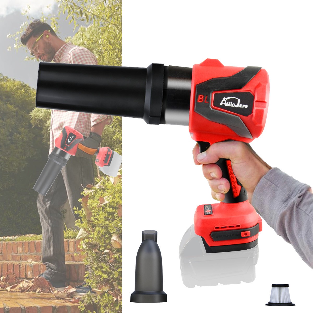 Cordless Leaf Blower for Milwaukee 18V Battery 2in1 Electric Leaf Blower&Vacuum