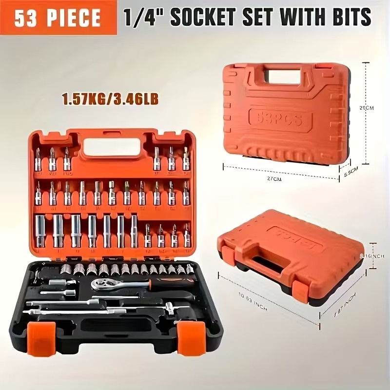 52pcs professional tool set, multi-functional toolbox