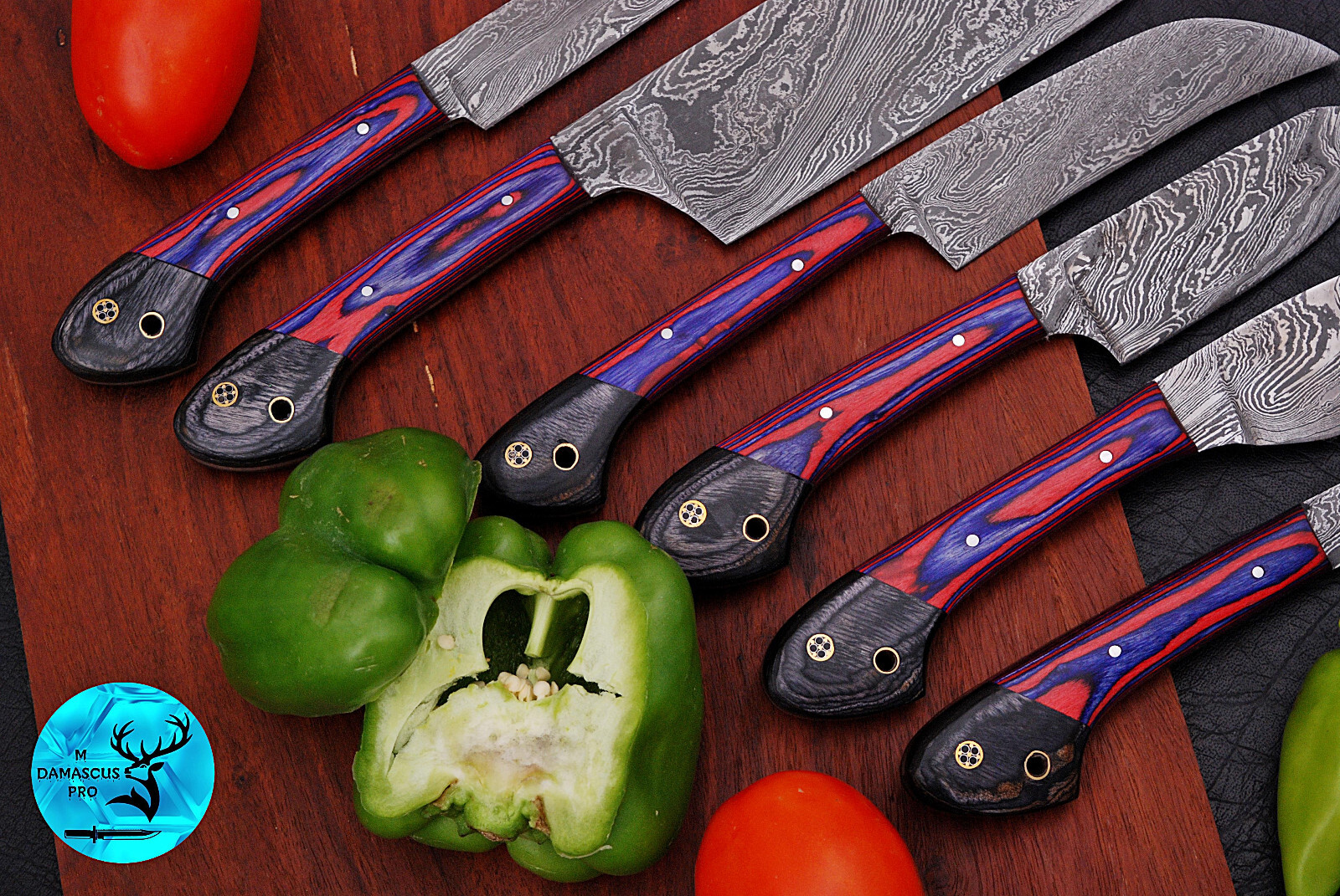Custom Handmade HAND FORGED DAMASCUS STEEL CHEF KNIFE Set Kitchen Knives