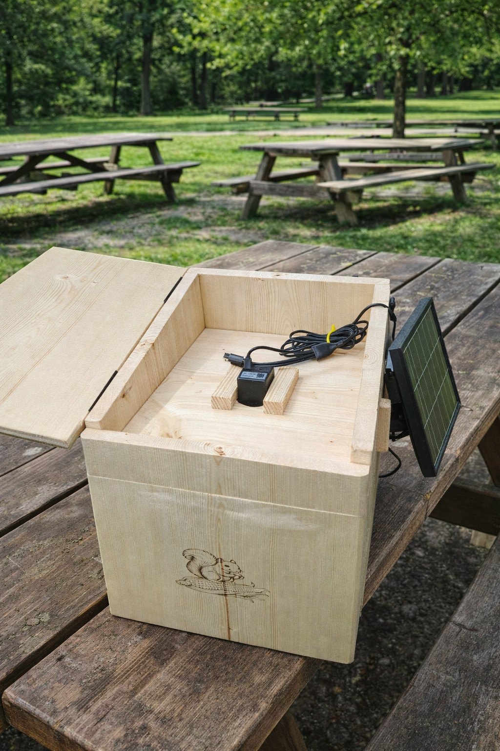 Extra Large Handmade Squirrel House with Camera and Solar – Outdoor Nesting Box