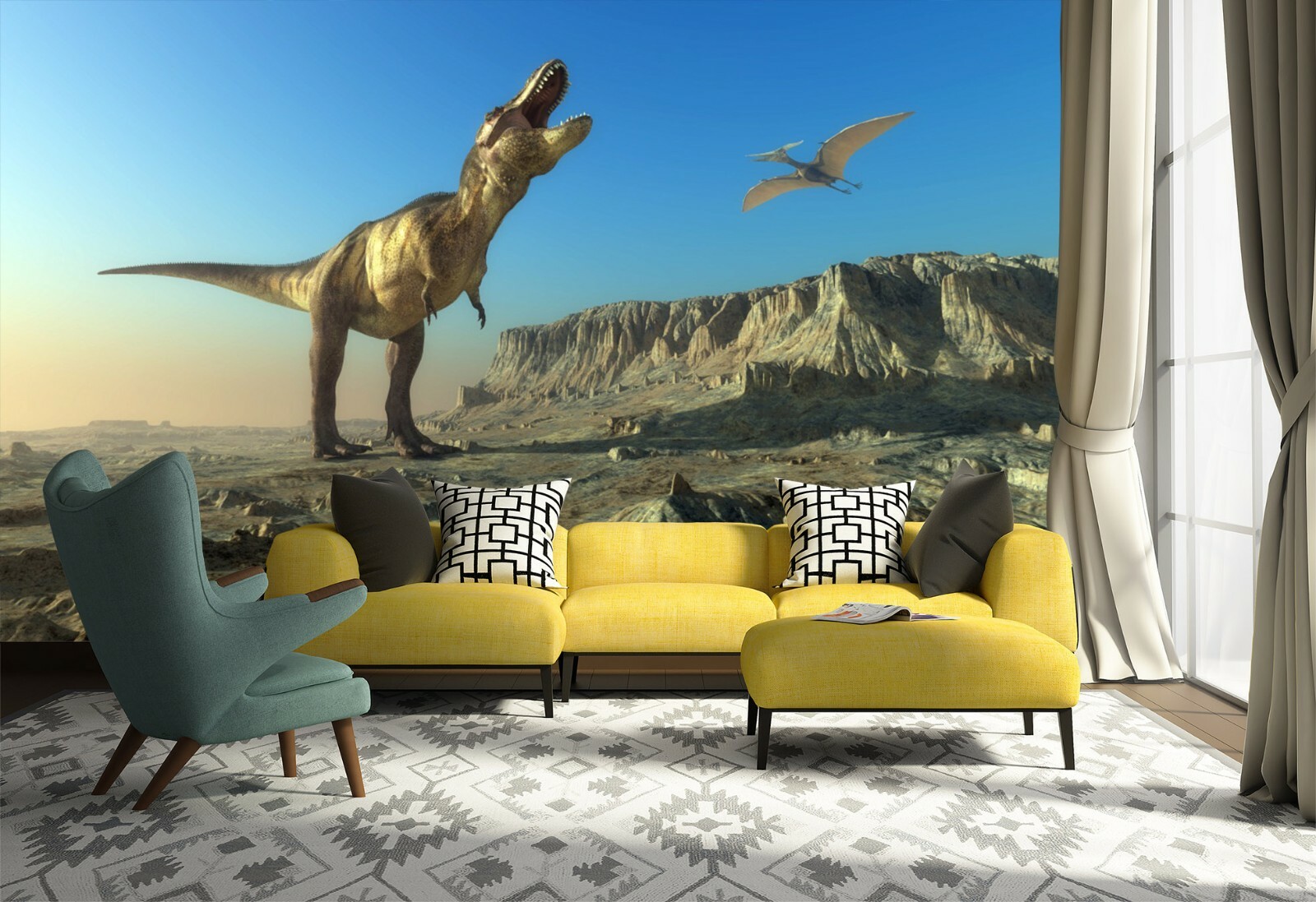 3D Dinosaur Province A583 Animal Wallpaper Mural Self-adhesive Removable Zoe