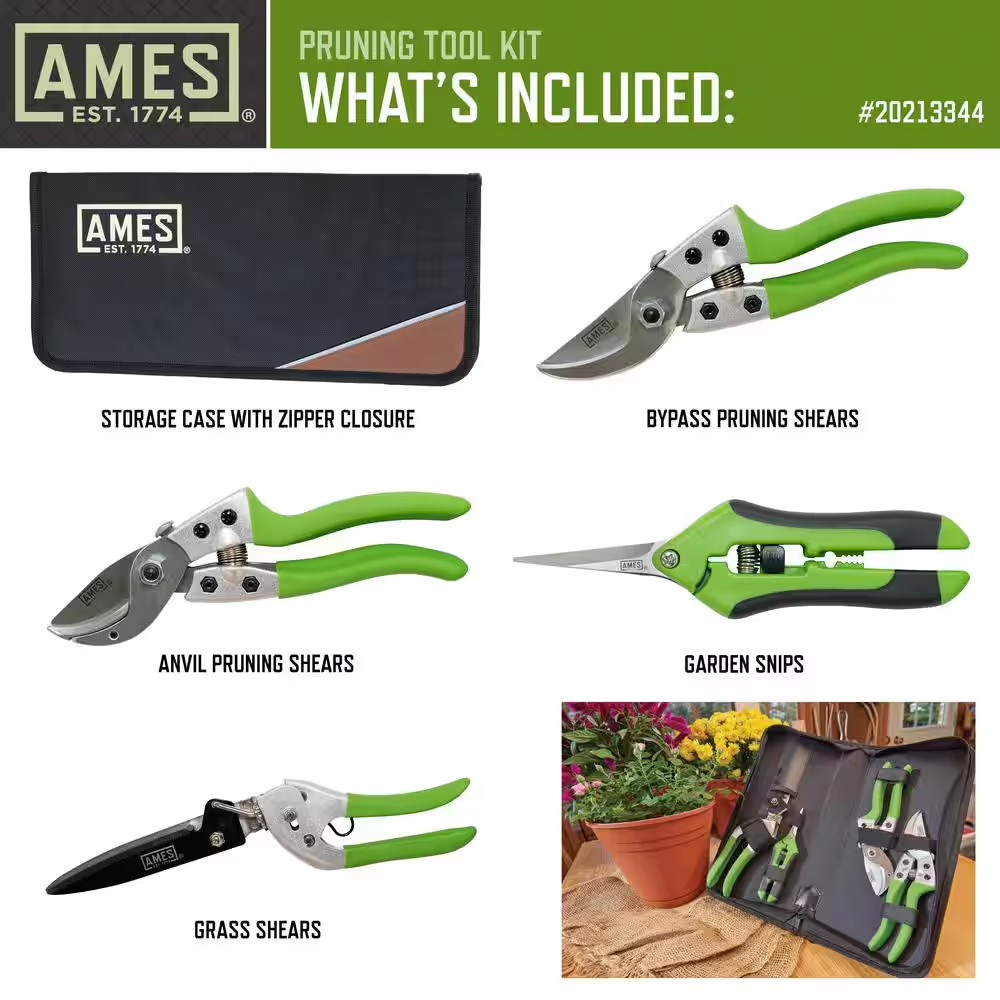 7.09 In. Pruning Shears Kit with Case (4-Piece)