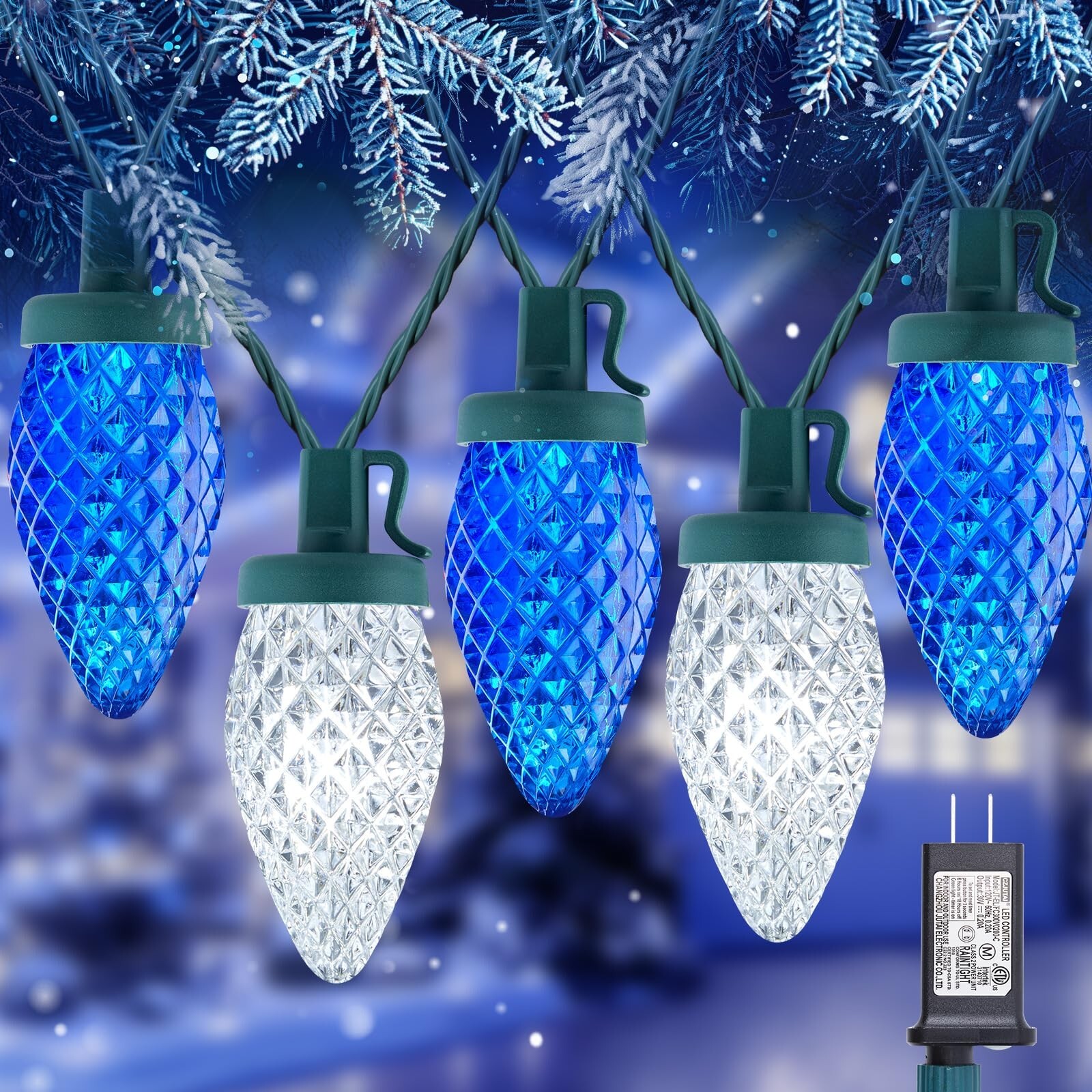 C9 LED Christmas String Lights – 82ft 100 LED Outdoor String Lights with Time…