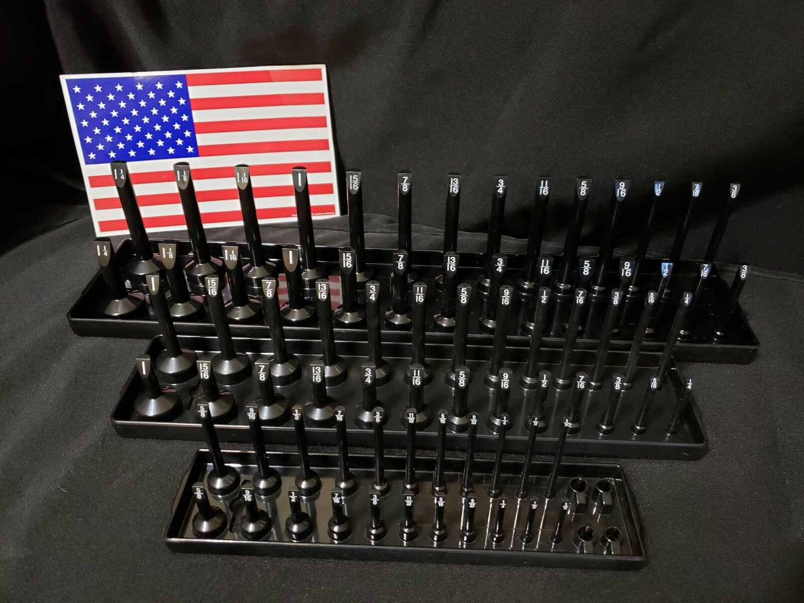 Hansen 6 Pc Socket Tray Metric SAE Tool Rack Holders 1/4″ 3/8″ 1/2″ OR&BL – USA