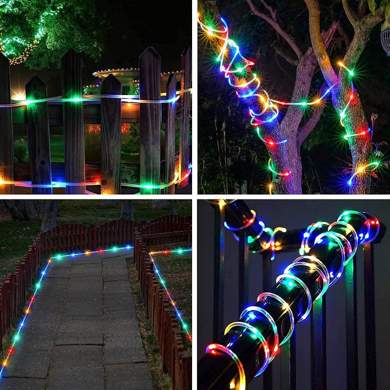 Solar Powered Led Rope Patio String Fairy Lights Waterproof Outdoor Garden Decor
