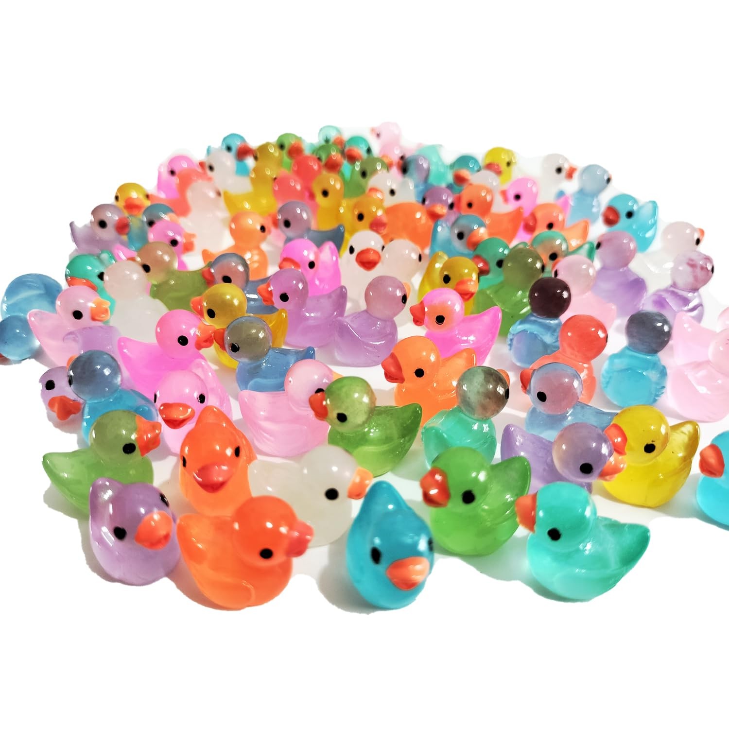60 Pcs Mini Resin Ducks Luminous Tiny Ducks Miniature Duck Glow in Th