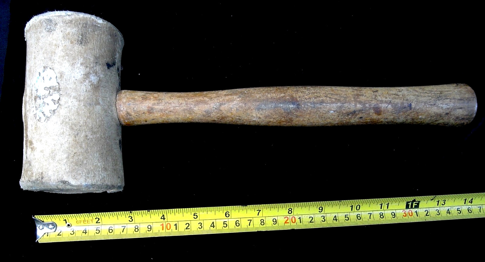 VINTAGE GARLAND no 6 HEAVY DUTY RAWHIDE MALLET 4-3/4″ WIDE x 2-2/4″ FACE- GOOD