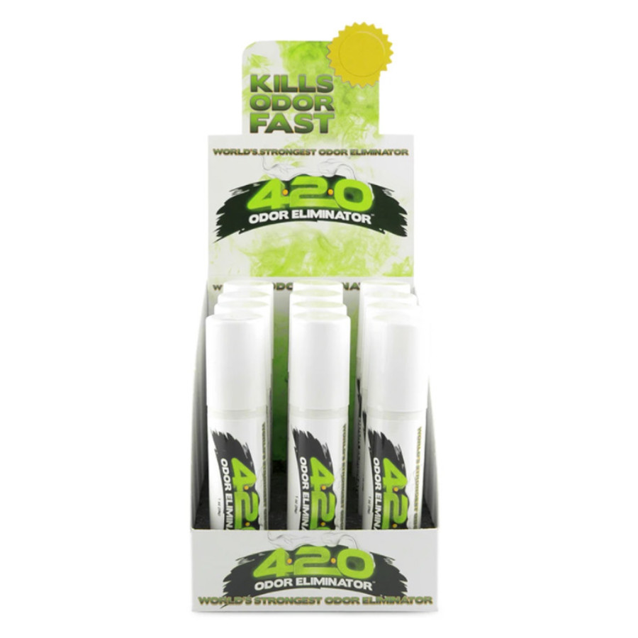 420 Smoke Odor Eliminator Spray (12-Pack, 1oz Each) – Green Scent | Fast-Acting