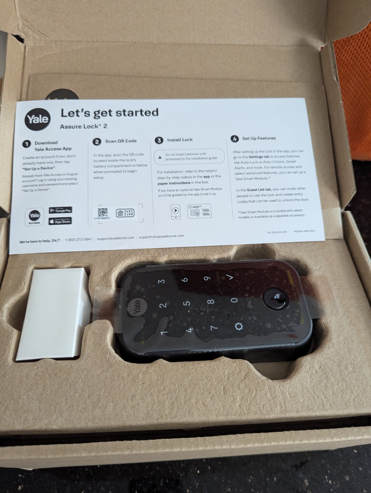 Yale Assure Lock 2 Touchscreen Smart Lock (YRD430-BLE-BSP) Black Suede Open Box