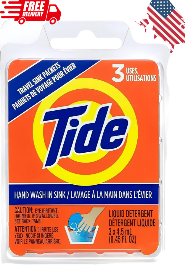 Tide Travel sink packets Liquid Detergent 10 Packets For Washing On The Go