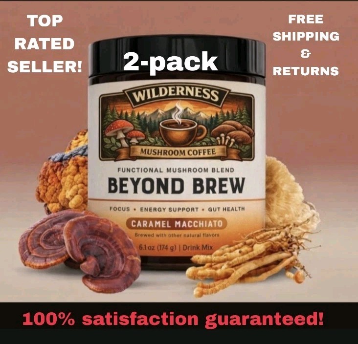 (2) Pack Caramel Macchiato Beyond Brew Mushroom Coffee 7-in-1 Energy/focus Gut