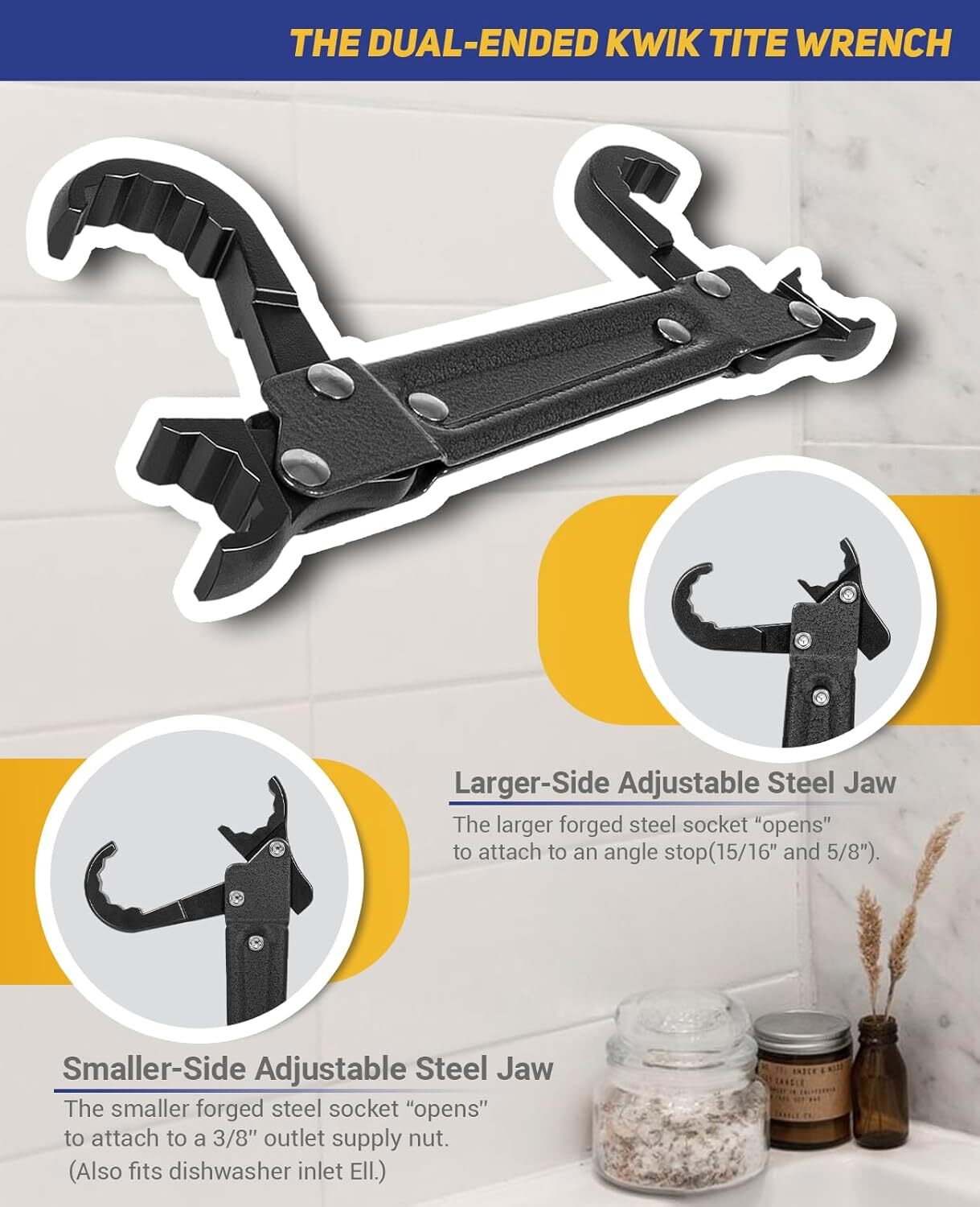 Professional Plumber Wrenchs Kit, Angle Stop Removal Tools Kit, Kwik Tite Wrench