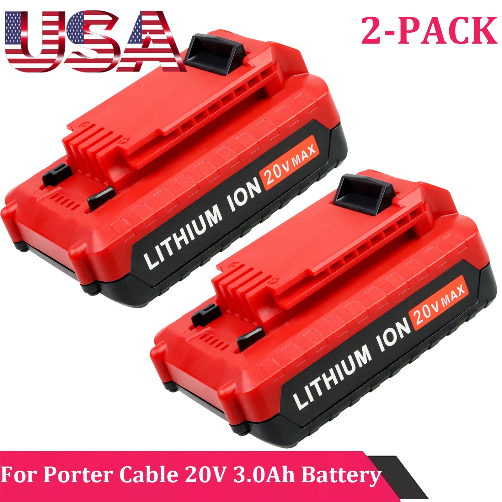2PACK 3.0Ah 20V MAX Lithium-ion Battery for Porter Cable 20 Volt PCC685L PCC680L