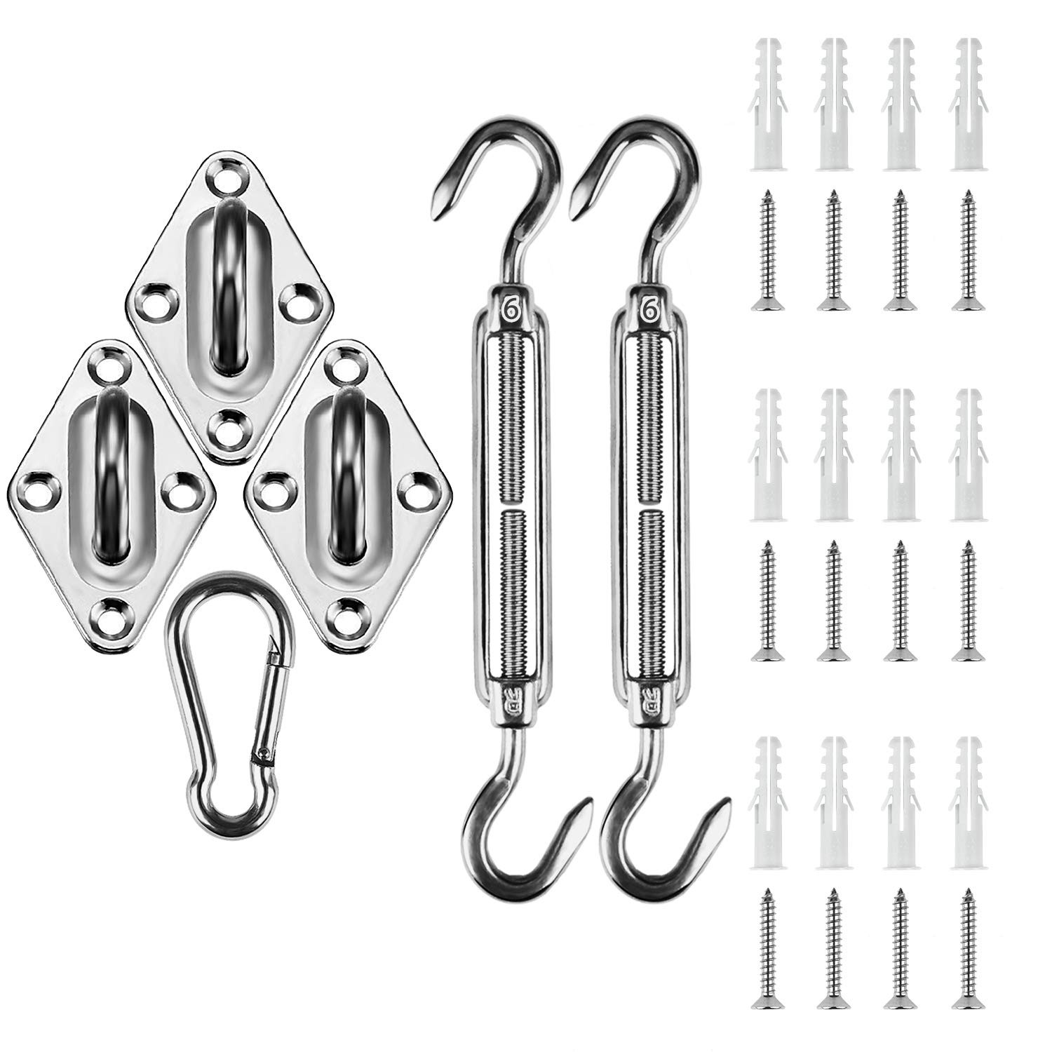 6 Inch Shade Sail Hardware Kit for Triangle Sun Shade Sail Installation, 304 …