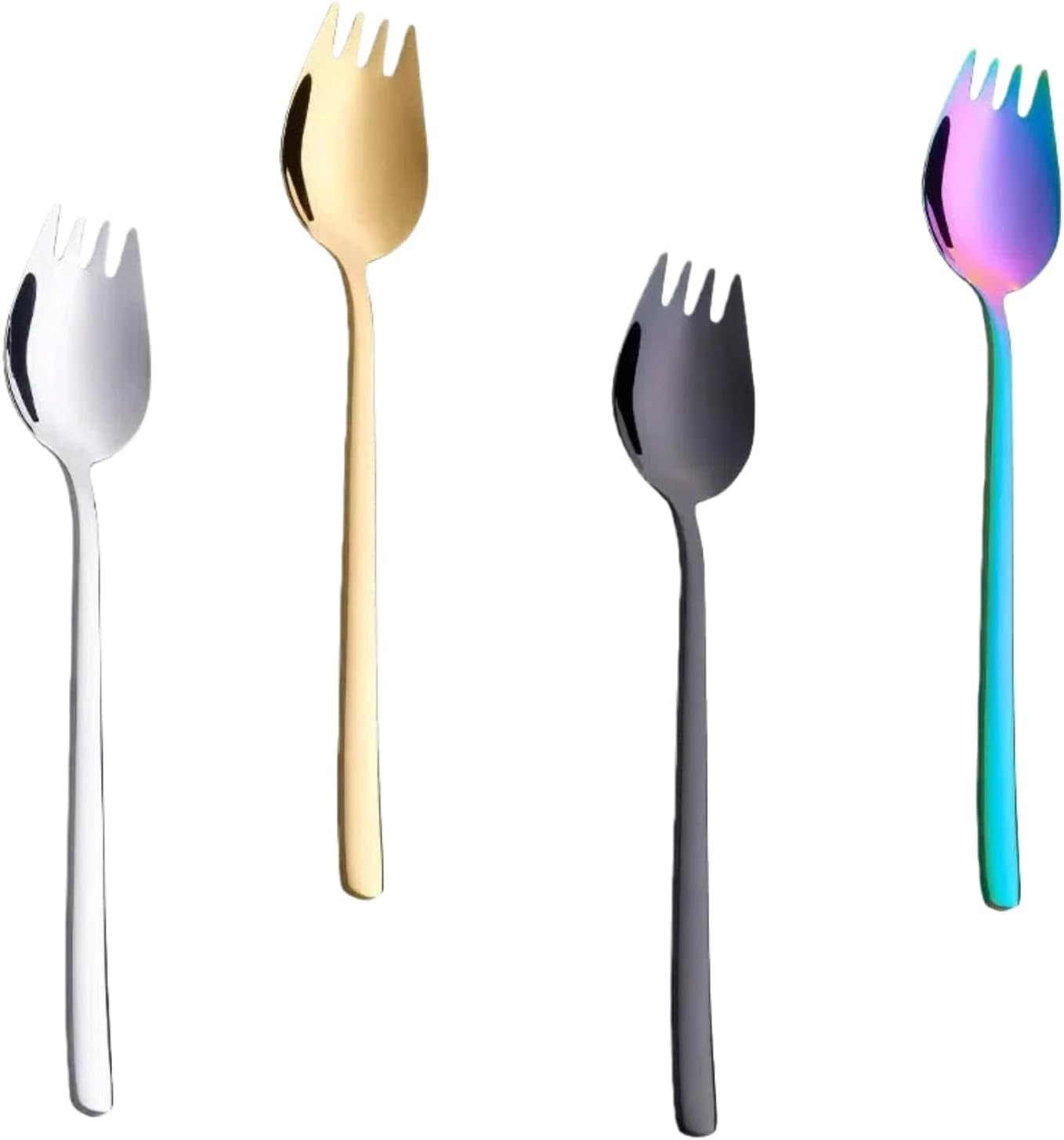 4 Pack Of Colored Stainless Steel Sporks Set, 7.6 Inches Long Handle Food-grade
