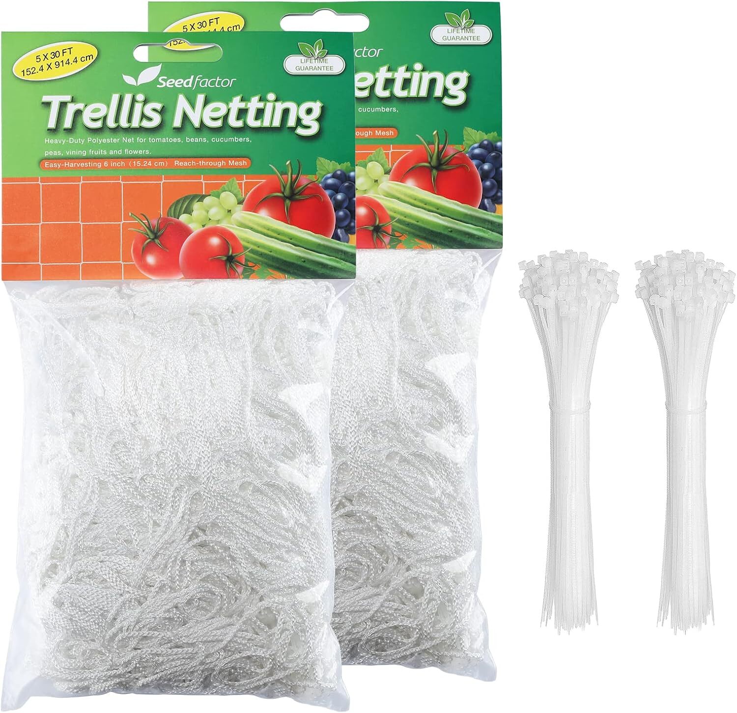 Plant Trellis Netting Heavy-Duty Polyester Grow Net Garden Square Mesh 5 x 15 ft