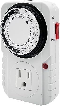 24-Hour Mechanical Timer Plug-in Single Outlet 120V for Lights Aquarium Home
