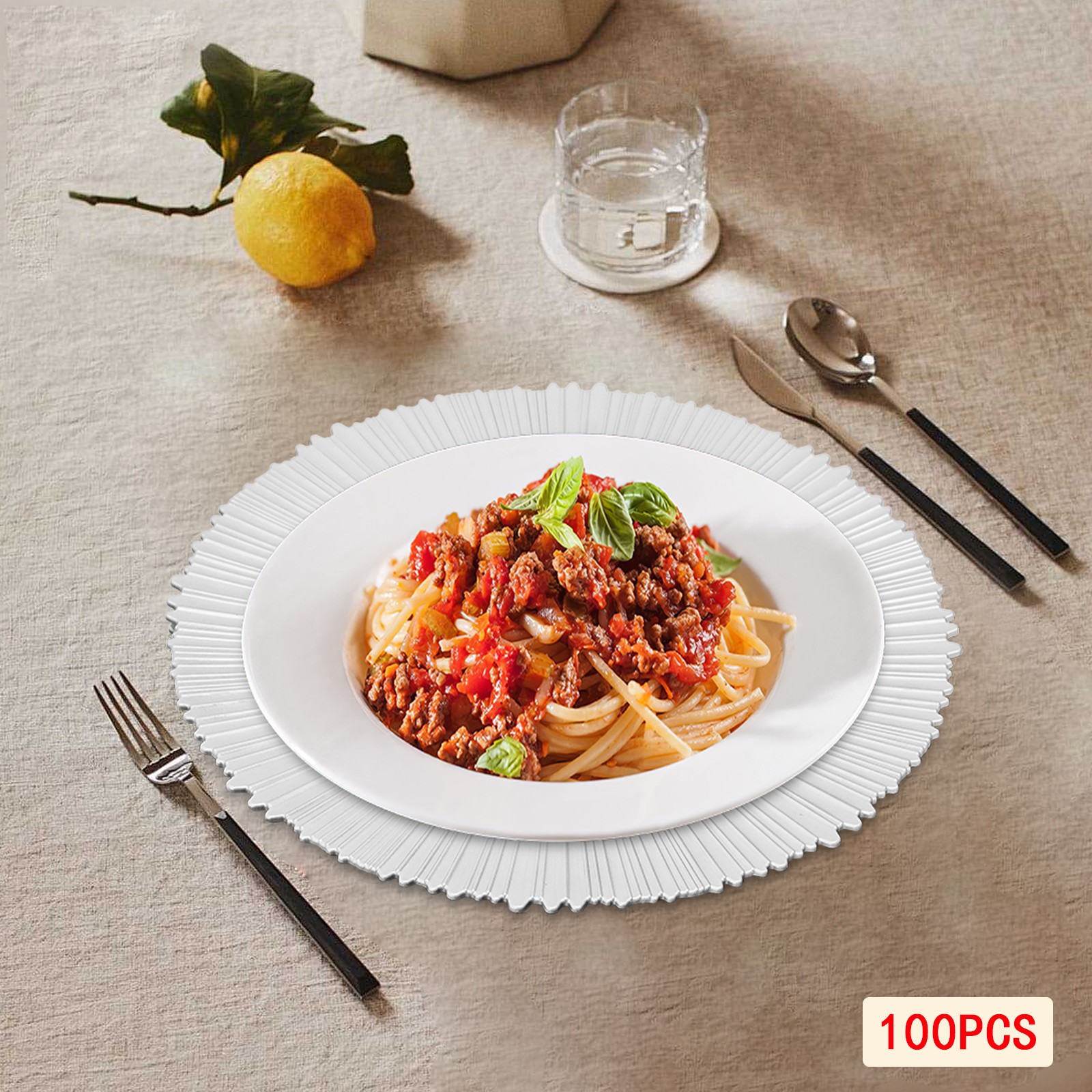 100* PP Plates Set 12.99 in Round Party Plates BBQ Stackable Reusable Plates
