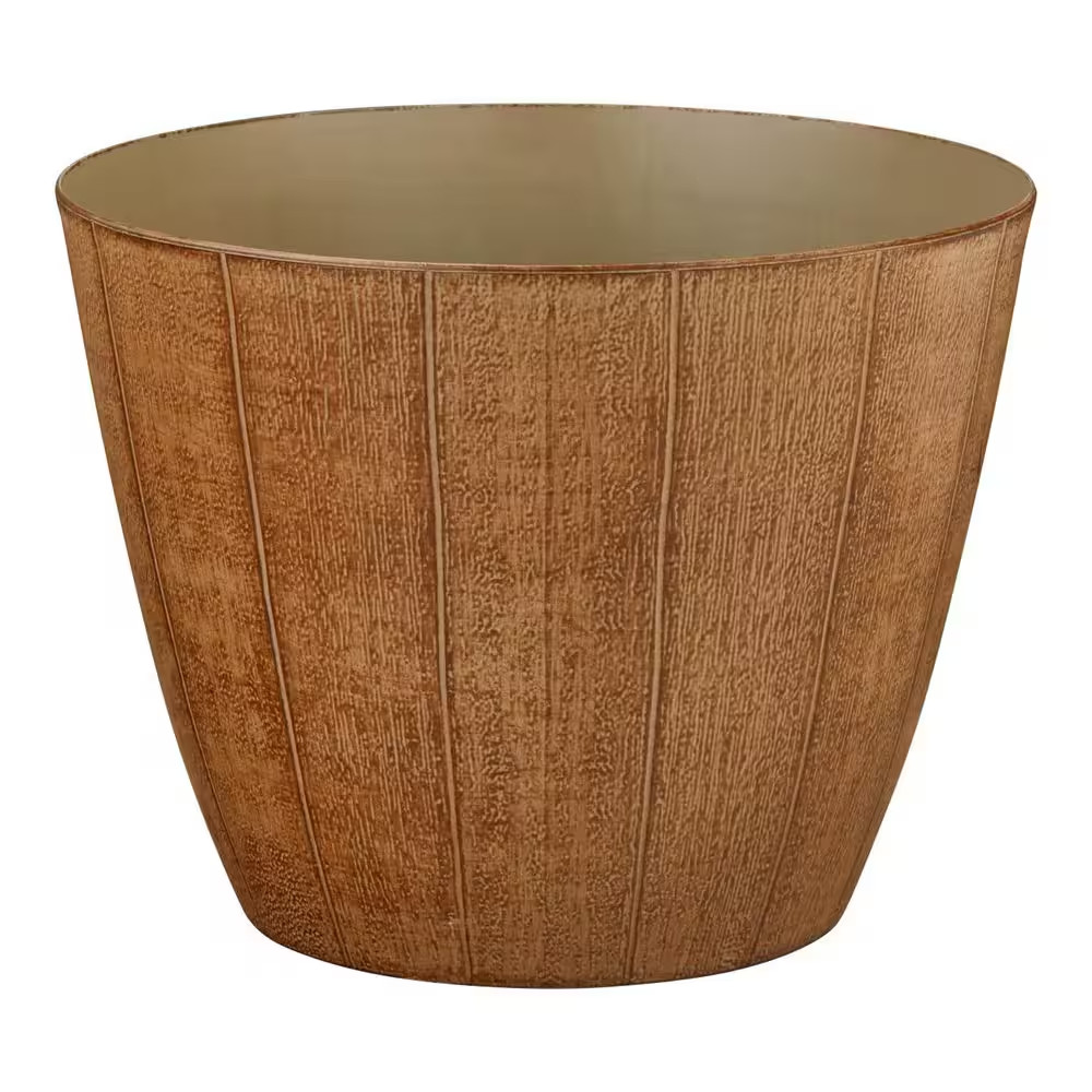 Huck Medium Redwood Plastic round Planter (11 In. L X 11 In. W X 8.5 In. H)