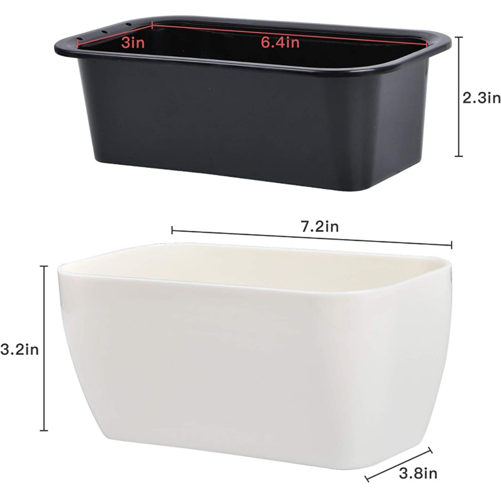 Self Watering Small Rectangle Planter New 7.2 in x 3.8 in x 3.2 in  