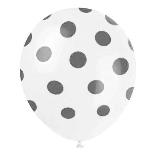 12 PACK CLEAR BLACK Polka Dots Balloons Birthday Party Decor 12″ Unique Cute Dot